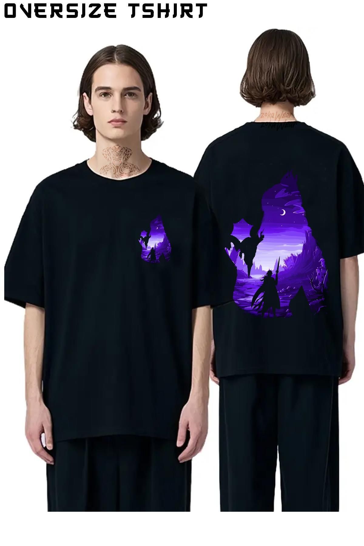 ZOKAWEAR Baldurs-Gate-3-ShadowHeart-Negative-Illusion Sırt Baskılı Oversize Tişört