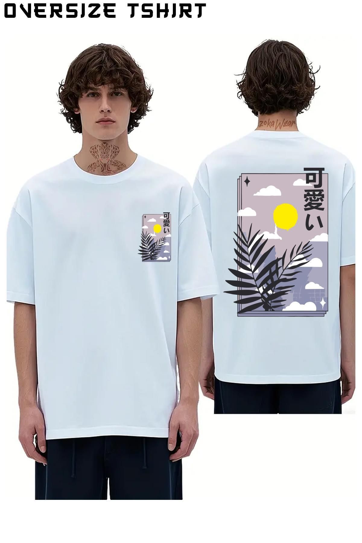 ZOKAWEAR Japon-Streetwear Sırt Baskılı Oversize Tişört
