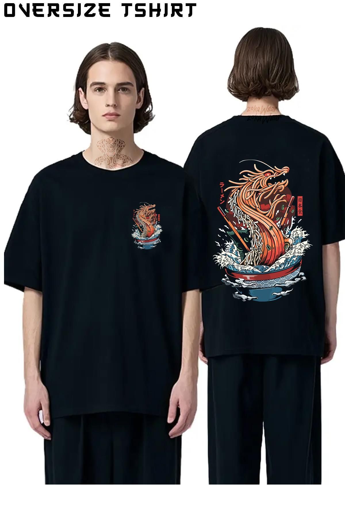 ZOKAWEAR Ejderha-v7 Sırt Baskılı Oversize Tişört