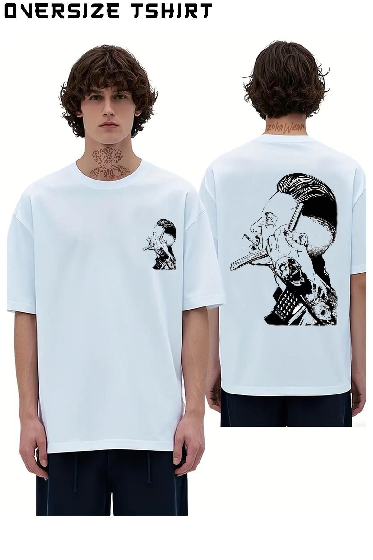 ZOKAWEAR Berber-Kuaför Sırt Baskılı Oversize Tişört
