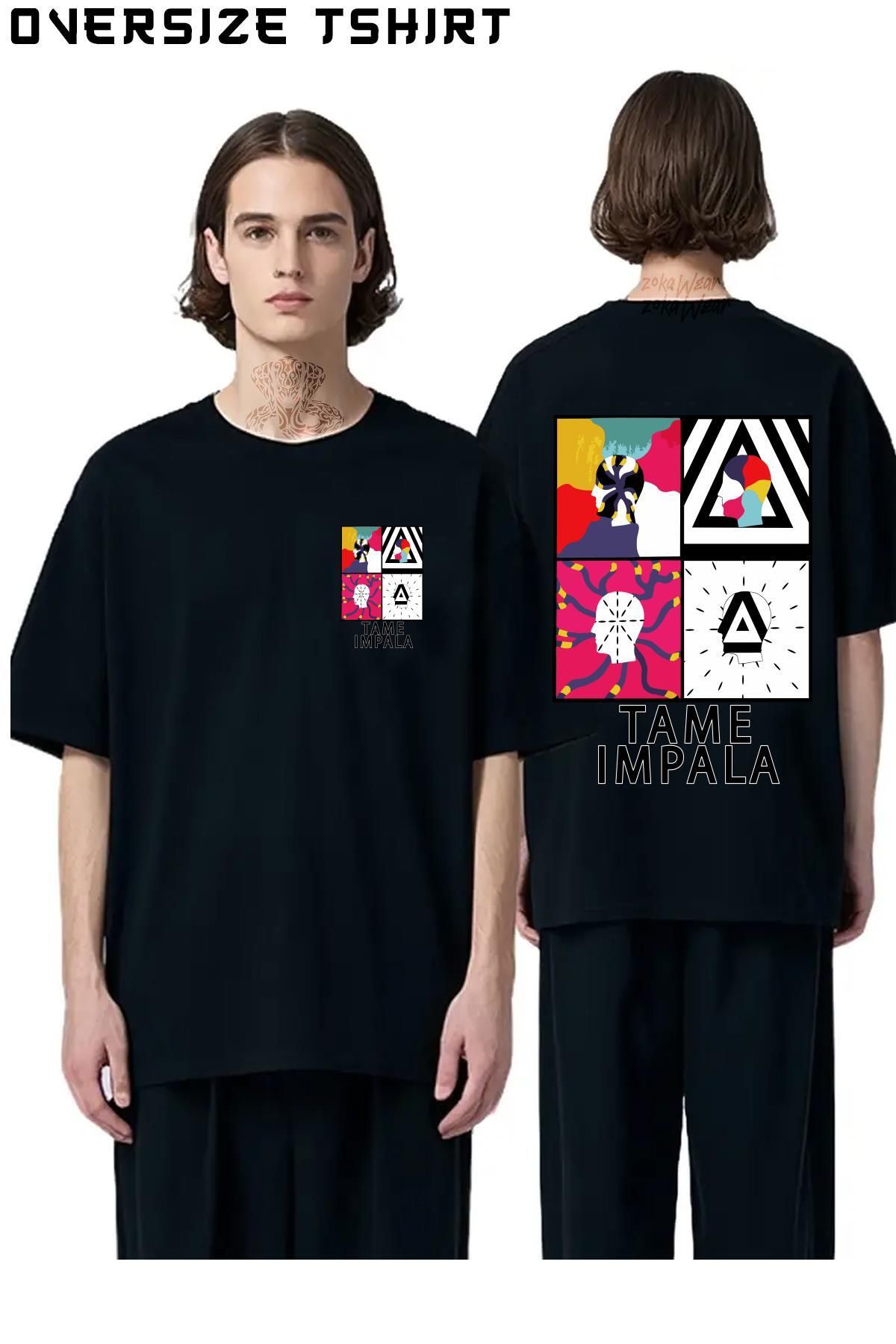 ZOKAWEAR Poster-Tame-Impala Sırt Baskılı Oversize Tişört