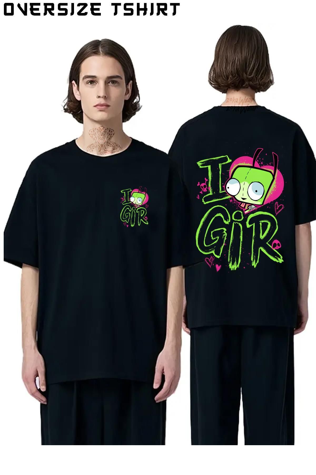 ZOKAWEAR Invader-Zim-Valentine's-Day Sırt Baskılı Oversize Tişört