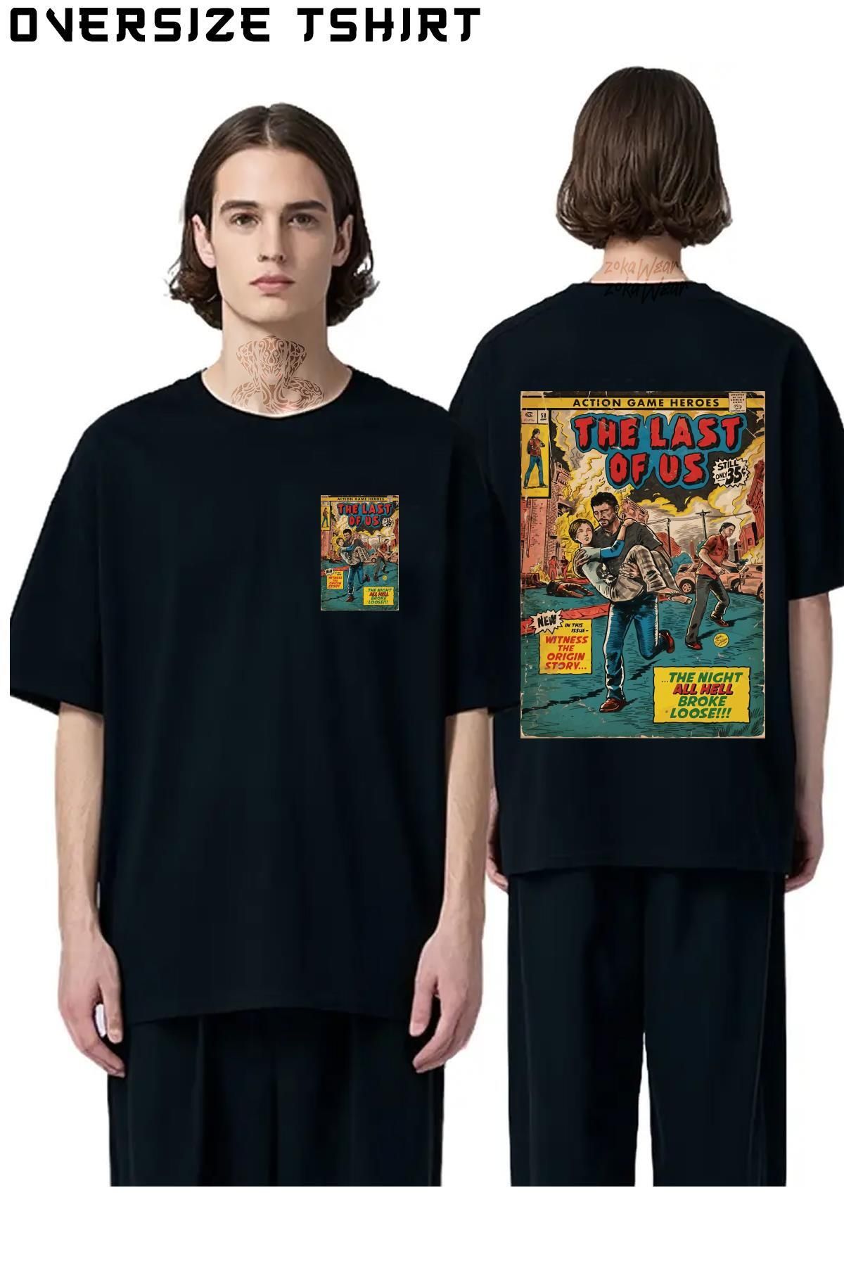 ZOKAWEAR The-Last-Of-Us-Intro-Comic Sırt Baskılı Oversize Tişört