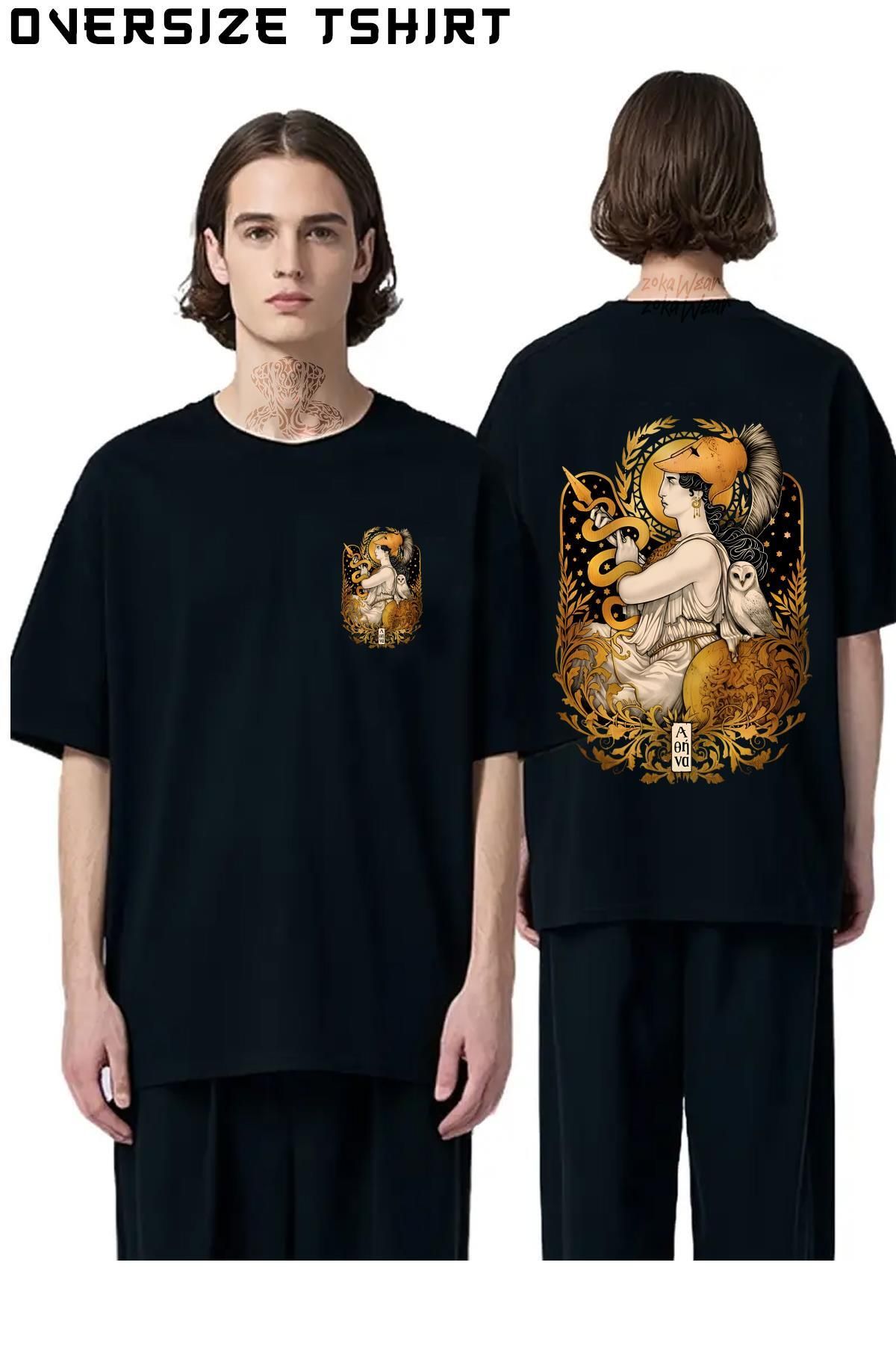 ZOKAWEAR Pallas-Athena Sırt Baskılı Oversize Tişört