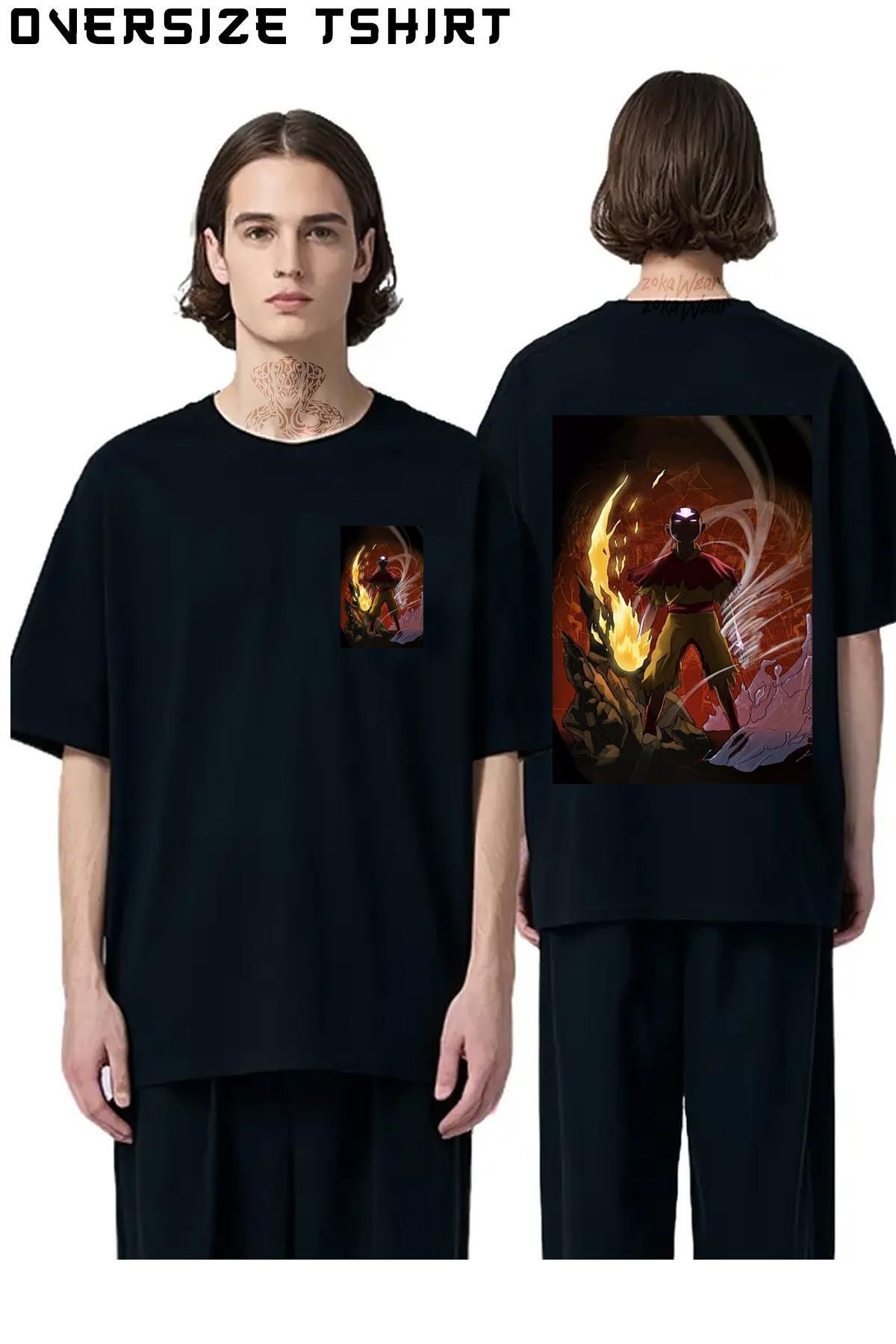 ZOKAWEAR Aang-Avatar-v2 Sırt Baskılı Oversize Tişört