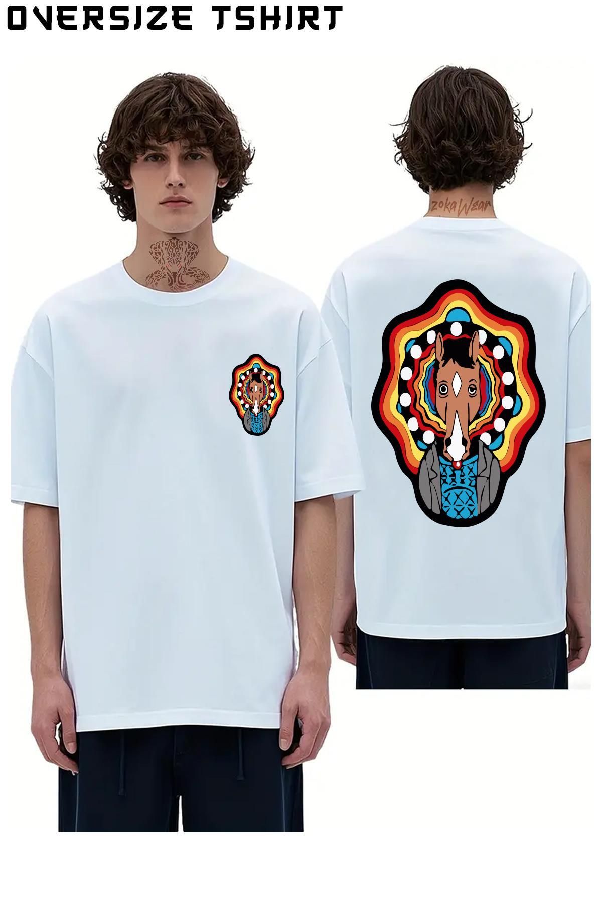 ZOKAWEAR Bojack-Horseman-v2 Sırt Baskılı Oversize Tişört