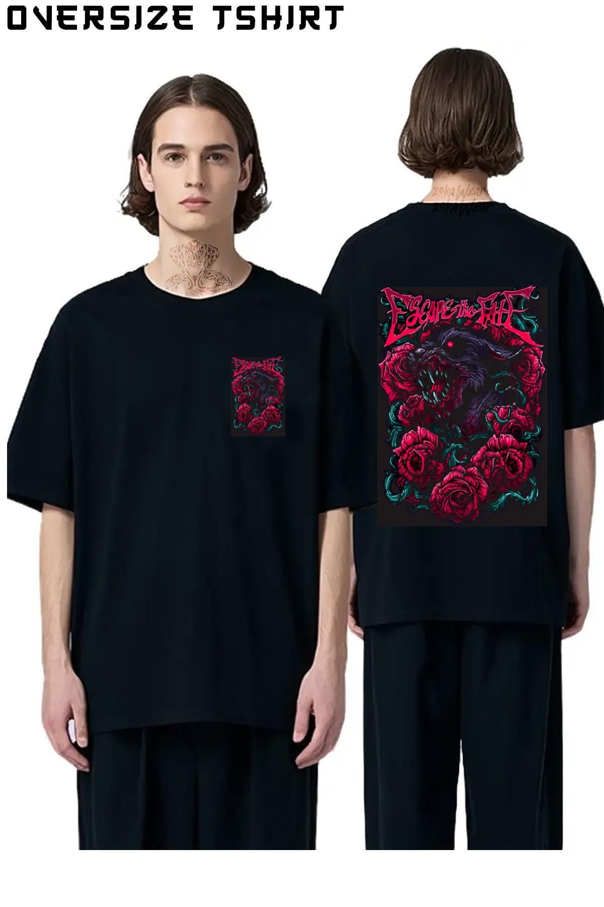 ZOKAWEAR Escape-The-Fate-5 Sırt Baskılı Oversize Tişört
