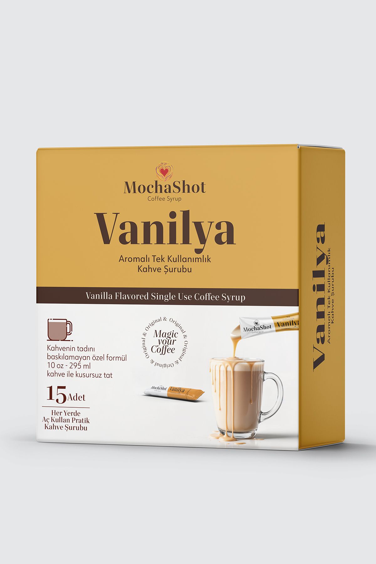 Mocha Shot MochaShot Vanilya Aromalı Tek Kullanımlık Kahve Şurubu 20 ml x 15 Adet