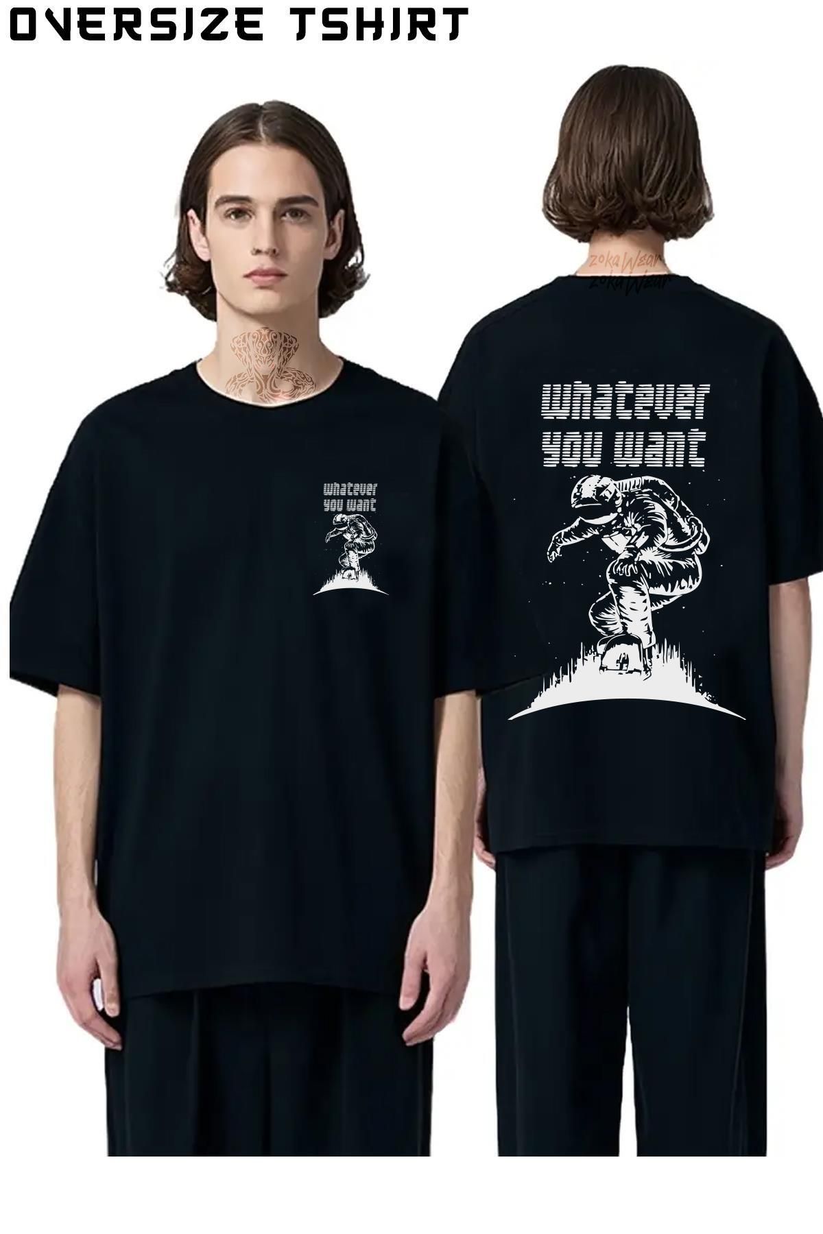 ZOKAWEAR Snowboard-Whatever-You-Want Sırt Baskılı Oversize Tişört