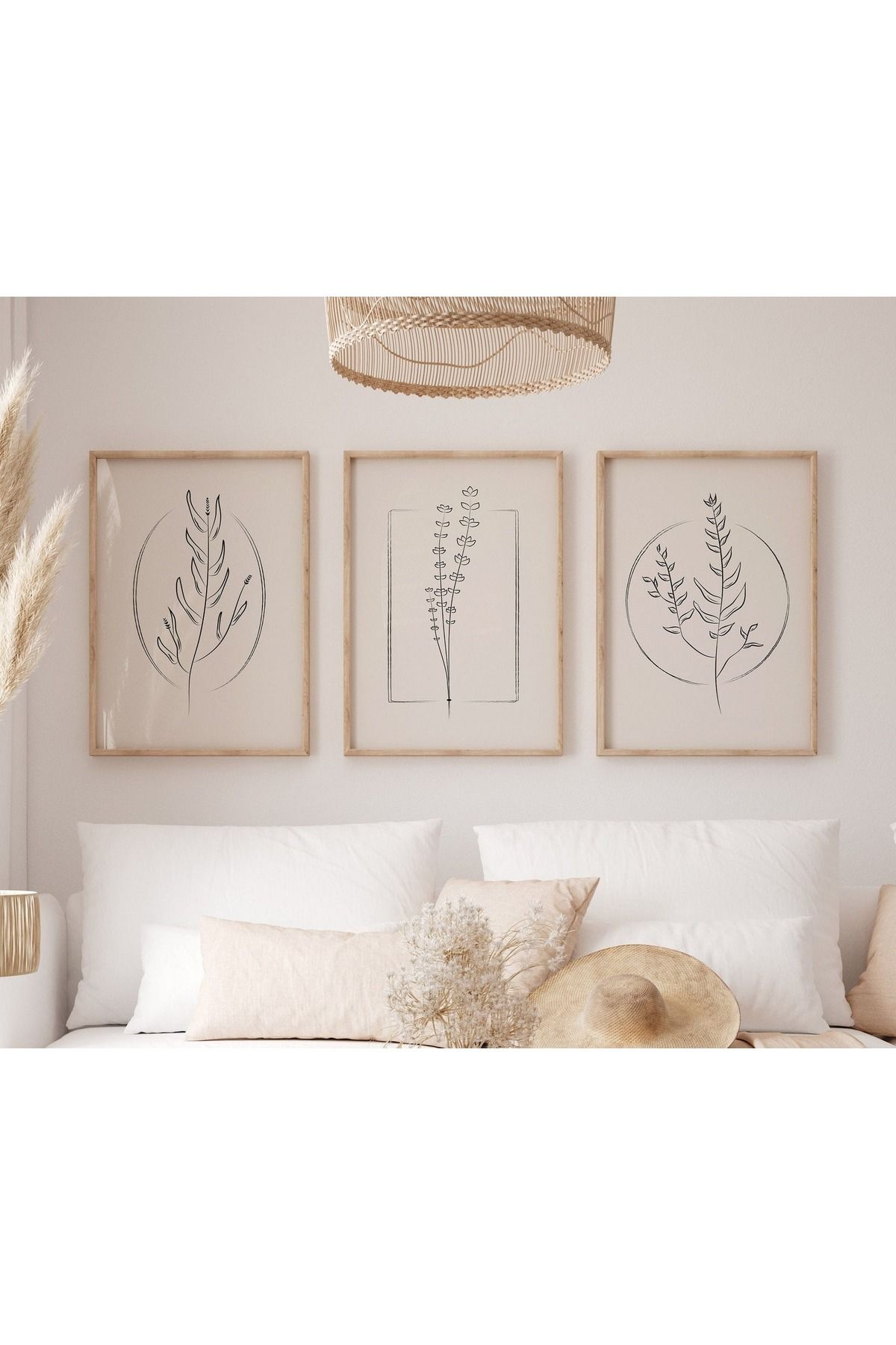 Tuba Decor 3 Parça Ahşap Çerçeve Görünümlü Mdf Tablo Seti