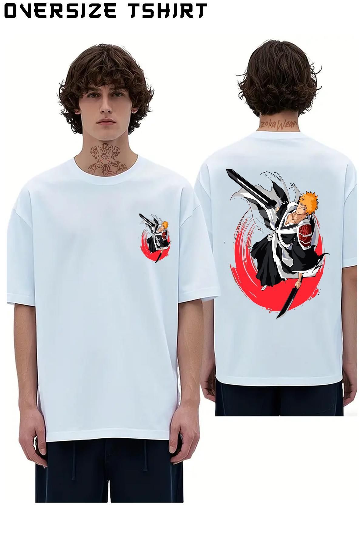 ZOKAWEAR Bleach-Ichigo-Kurosaki-3 Sırt Baskılı Oversize Tişört