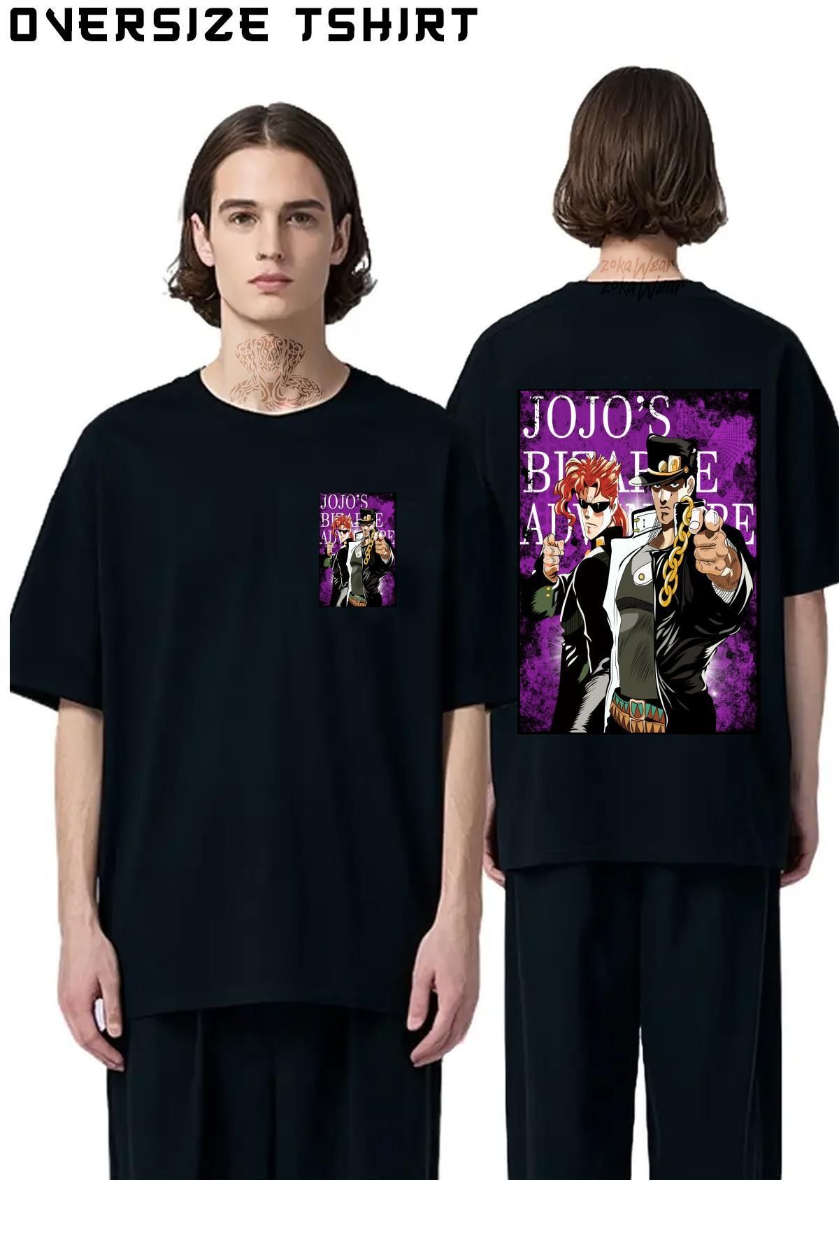 ZOKAWEAR Jojo's-Bizarre-Adventure-x2 Sırt Baskılı Oversize Tişört