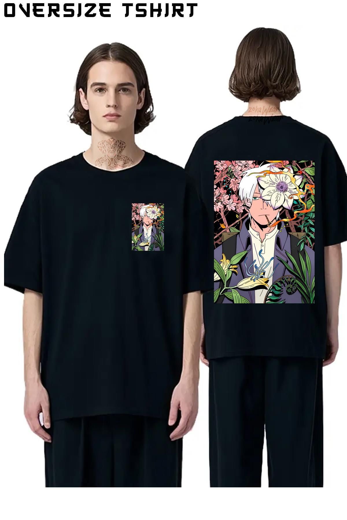 ZOKAWEAR Music-Retro-Tv-Mushishi-Series-Cute-Graphic Sırt Baskılı Oversize Tişört