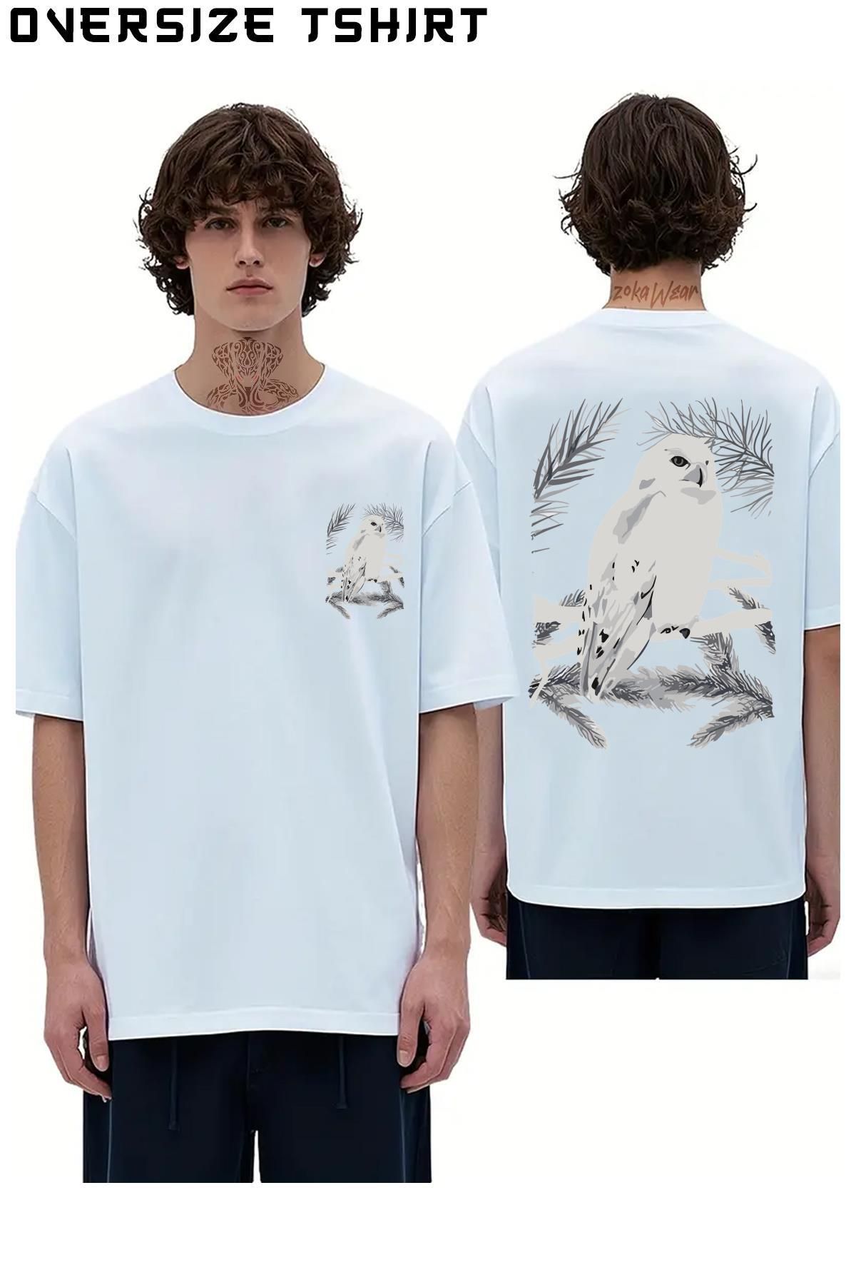 ZOKAWEAR Baykuş-v2 Sırt Baskılı Oversize Tişört