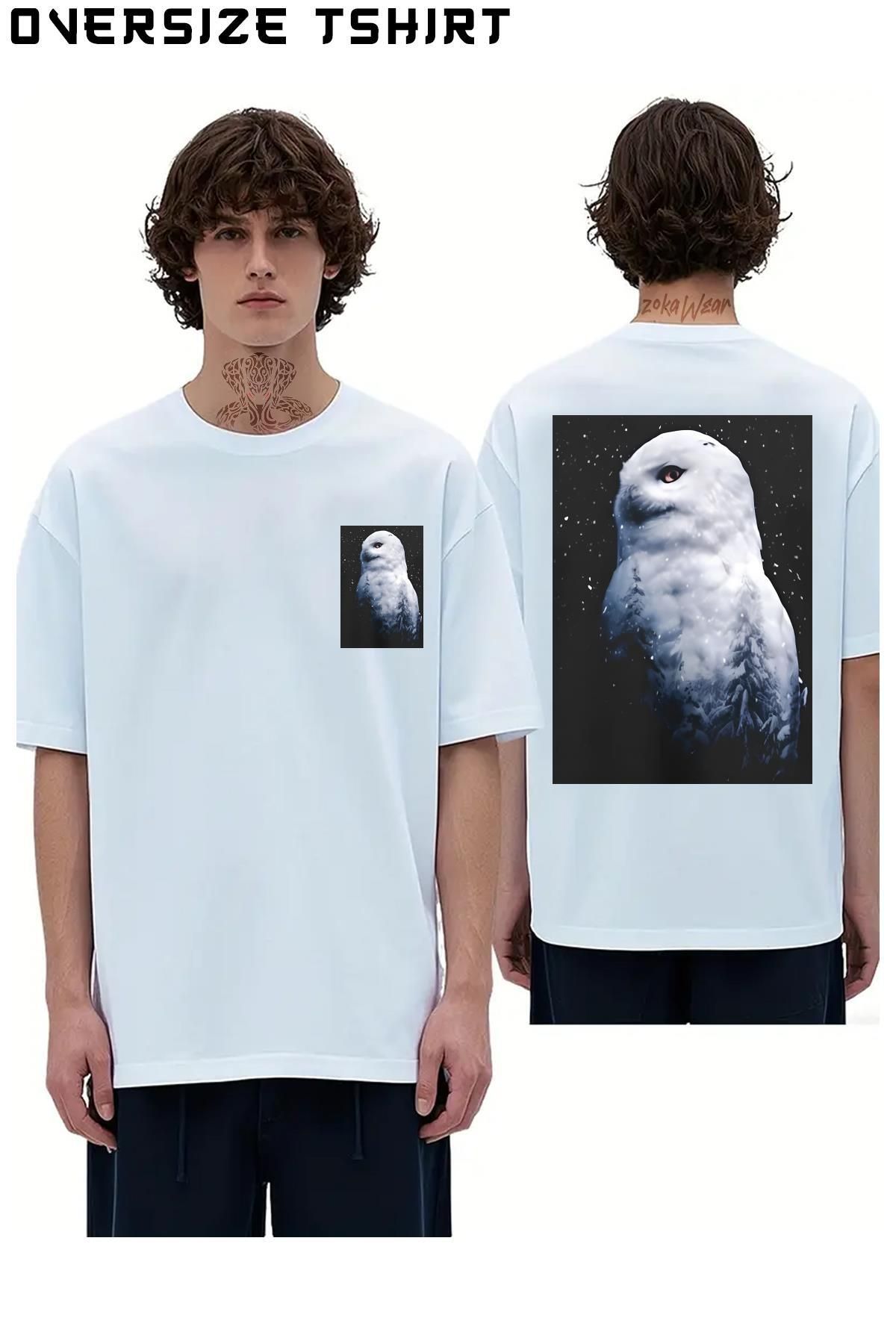ZOKAWEAR Baykuş-v5 Sırt Baskılı Oversize Tişört