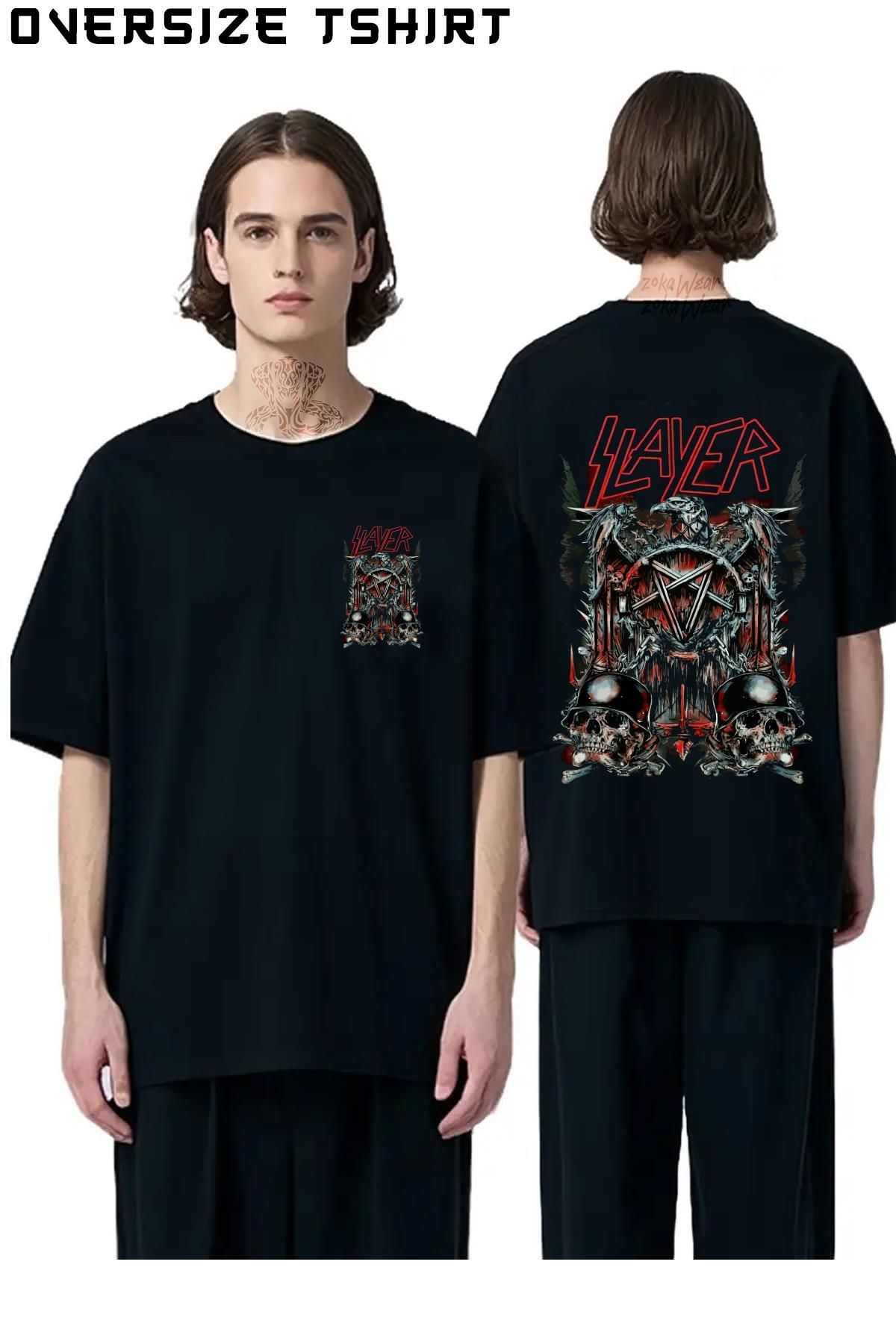ZOKAWEAR Slayer,-Dirty-Blood,-Rock-Metal-Grup Sırt Baskılı Oversize Tişört