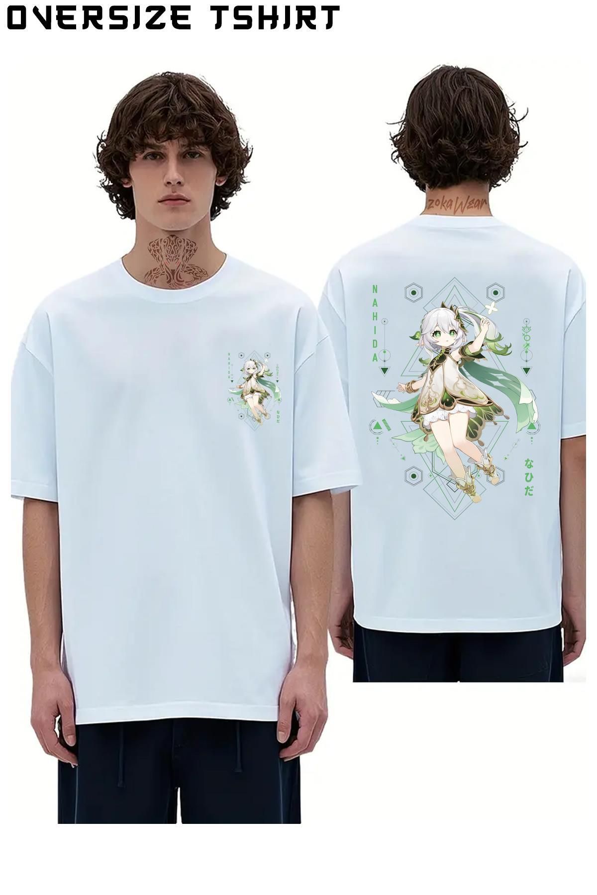ZOKAWEAR Nahida-Sacred-Geometry-,-Genshin-Impact Sırt Baskılı Oversize Tişört