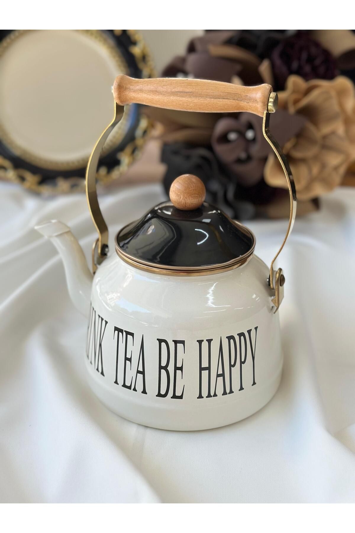 MD MİMOZA DEKOR Emaye Motto Kettle