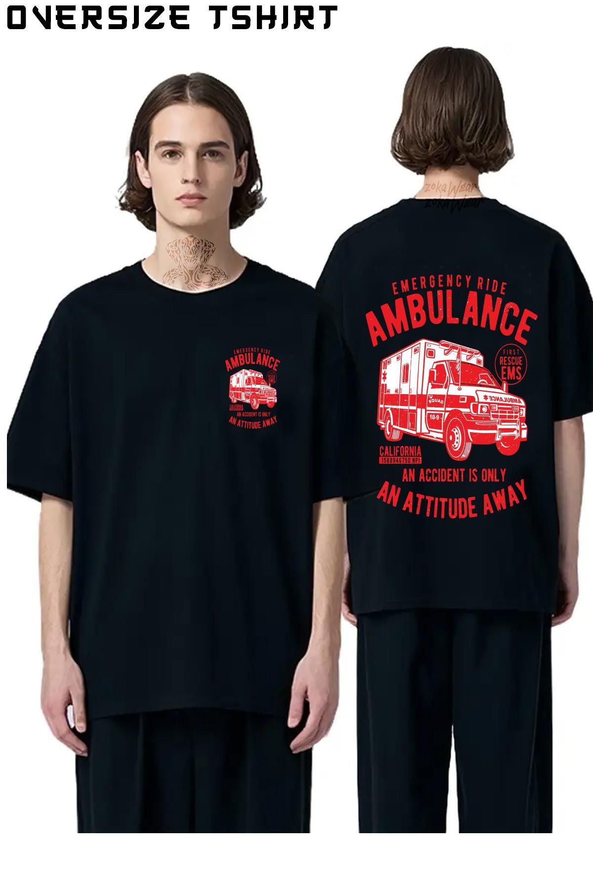 ZOKAWEAR Ambulans-Şoförü Sırt Baskılı Oversize Tişört