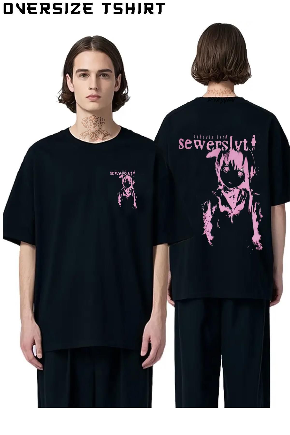 ZOKAWEAR Sewerslvt-Schizofrenia-Besonderes-Geschenk Sırt Baskılı Oversize Tişört