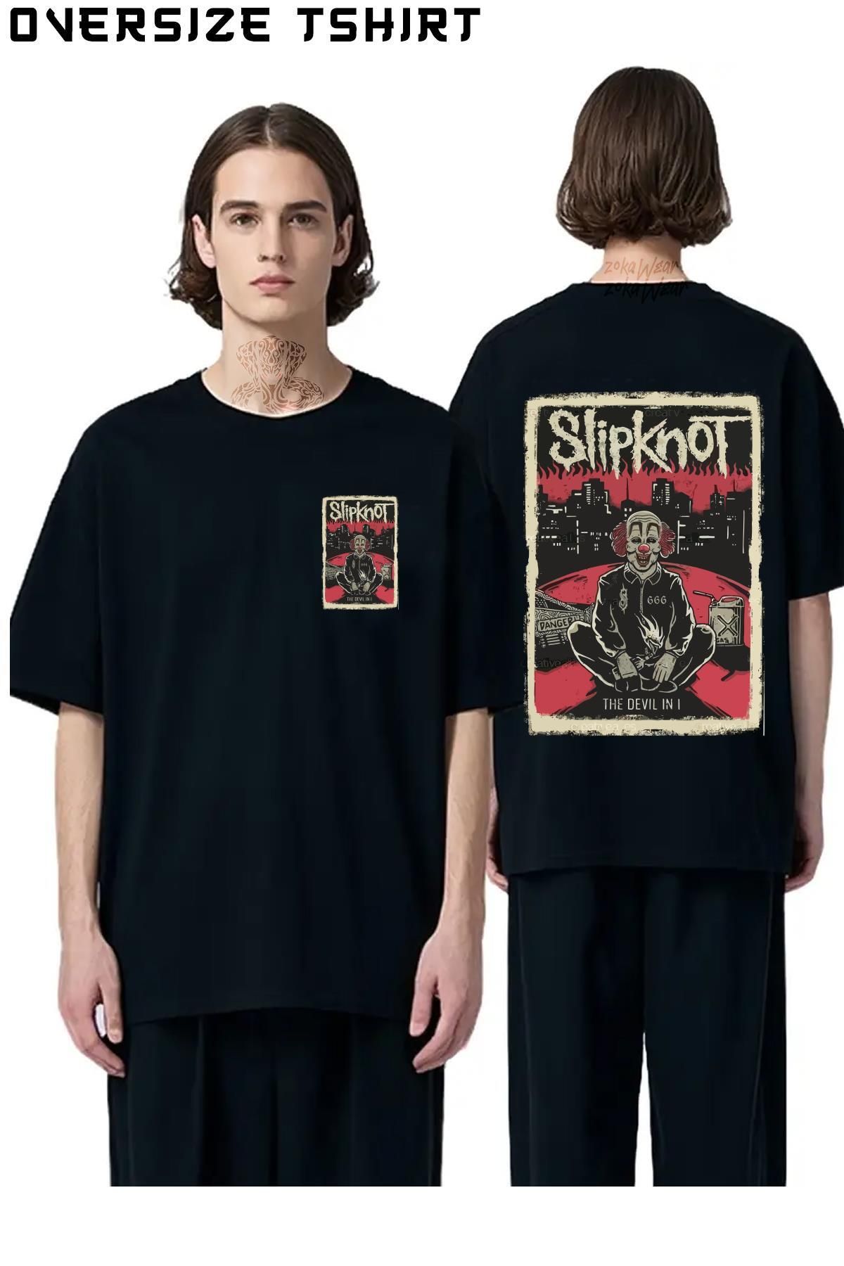 ZOKAWEAR Slipknot-Devil Sırt Baskılı Oversize Tişört