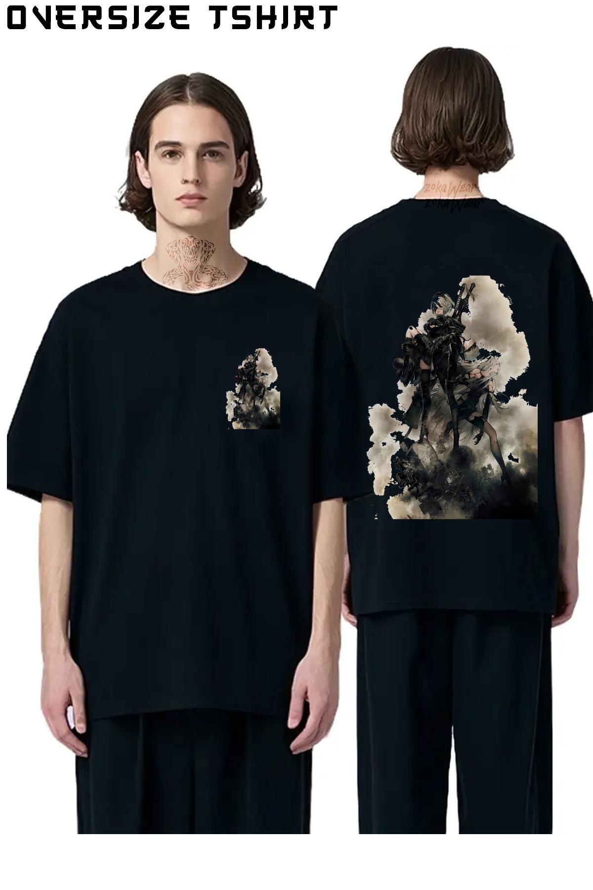 ZOKAWEAR Nier-automata3 Sırt Baskılı Oversize Tişört