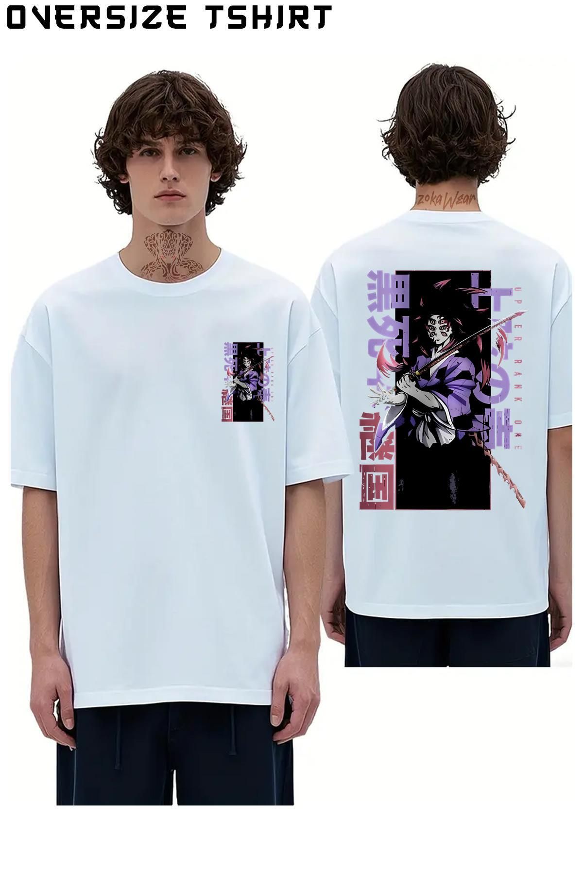 ZOKAWEAR Demon-Slayer-Kokushibo Sırt Baskılı Oversize Tişört