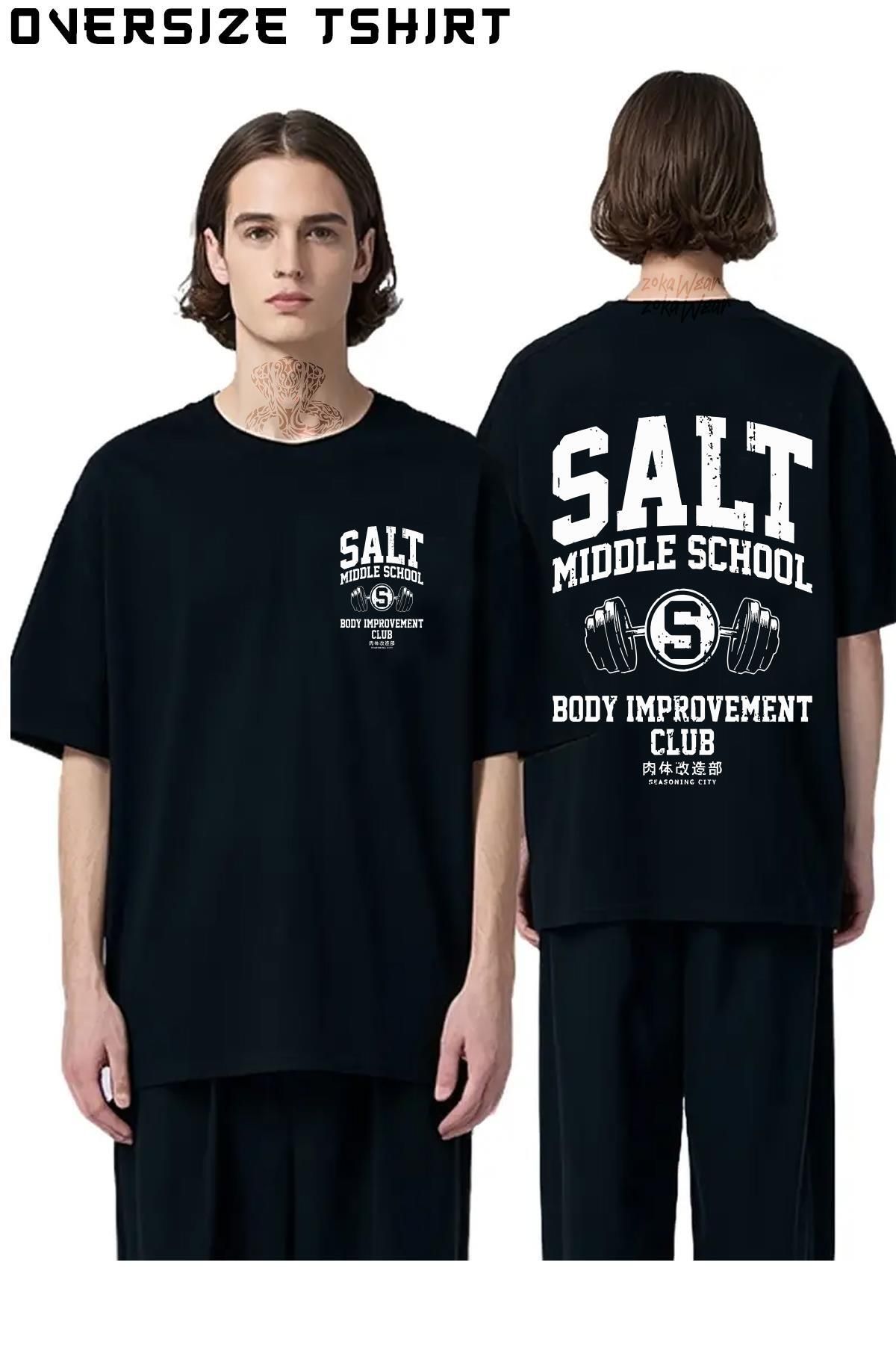 ZOKAWEAR Salt-Middle-School-Body-Improvement Sırt Baskılı Oversize Tişört