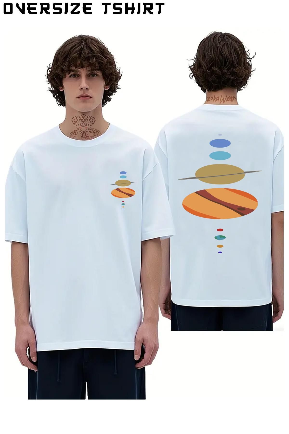 ZOKAWEAR Gezegen Sırt Baskılı Oversize Tişört