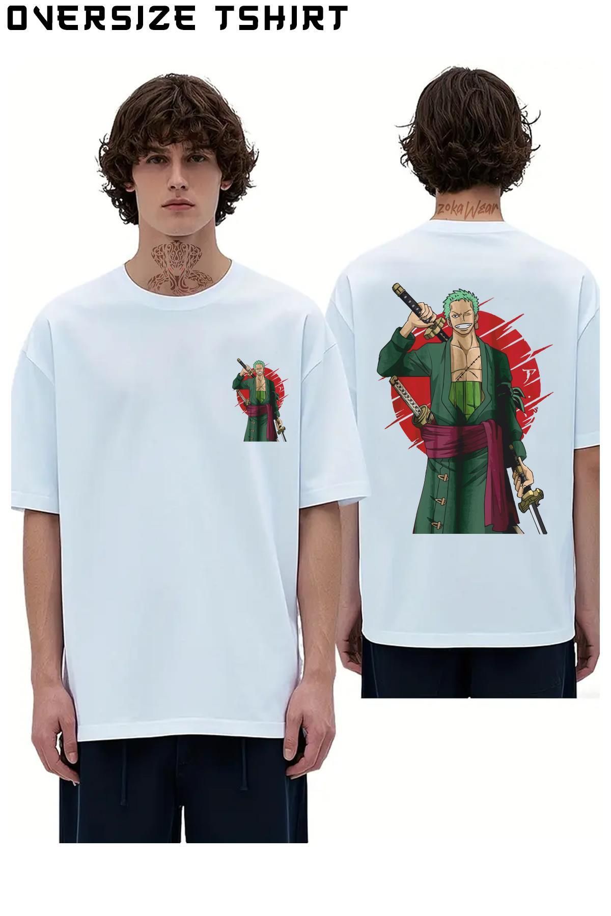ZOKAWEAR One-Piece-Roronoa-Zoro-Özel Sırt Baskılı Oversize Tişört
