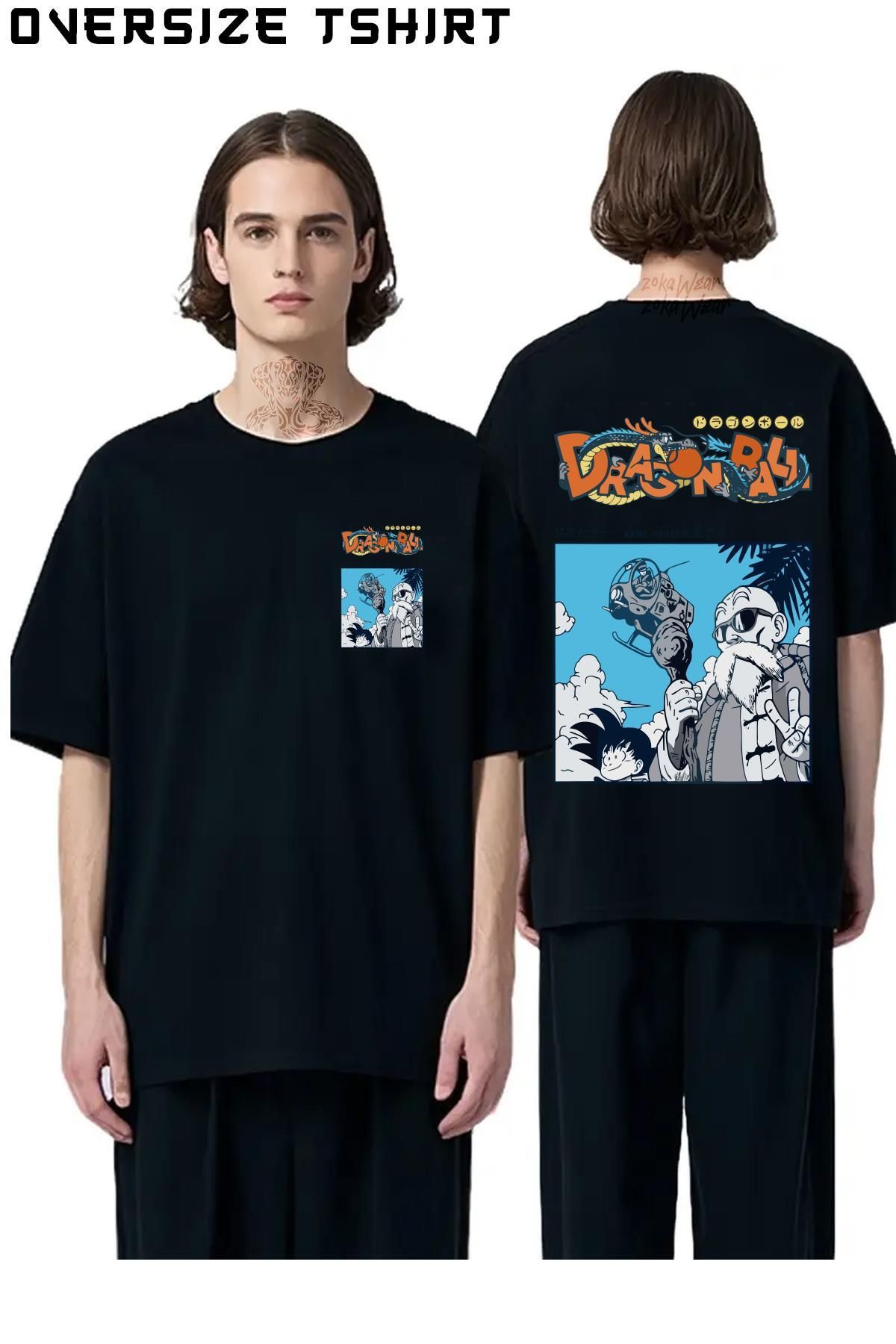 ZOKAWEAR Dragon-Ball-Kame-House Sırt Baskılı Oversize Tişört