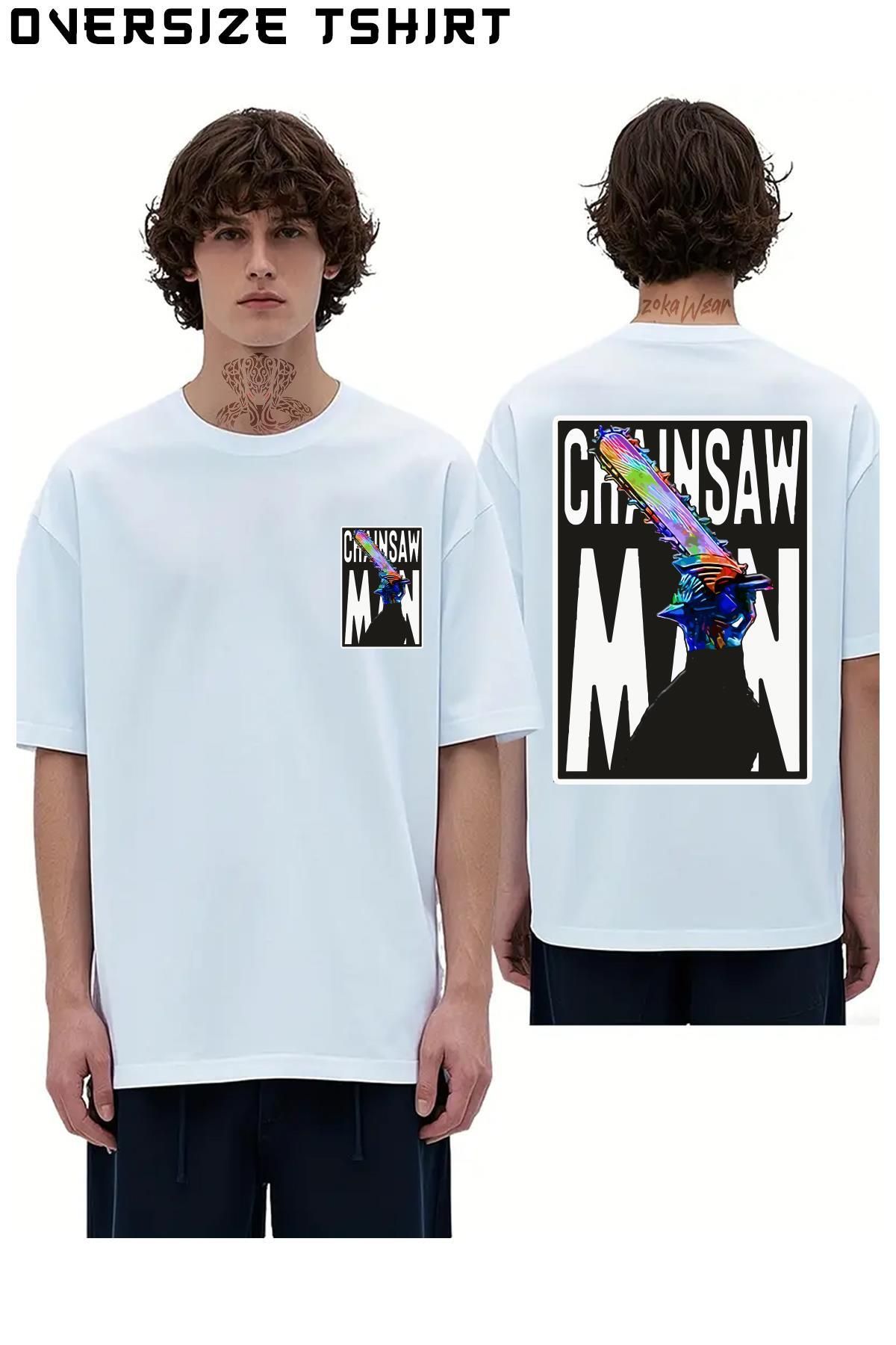 ZOKAWEAR Chainsaw-Man-Denji-anime Sırt Baskılı Oversize Tişört