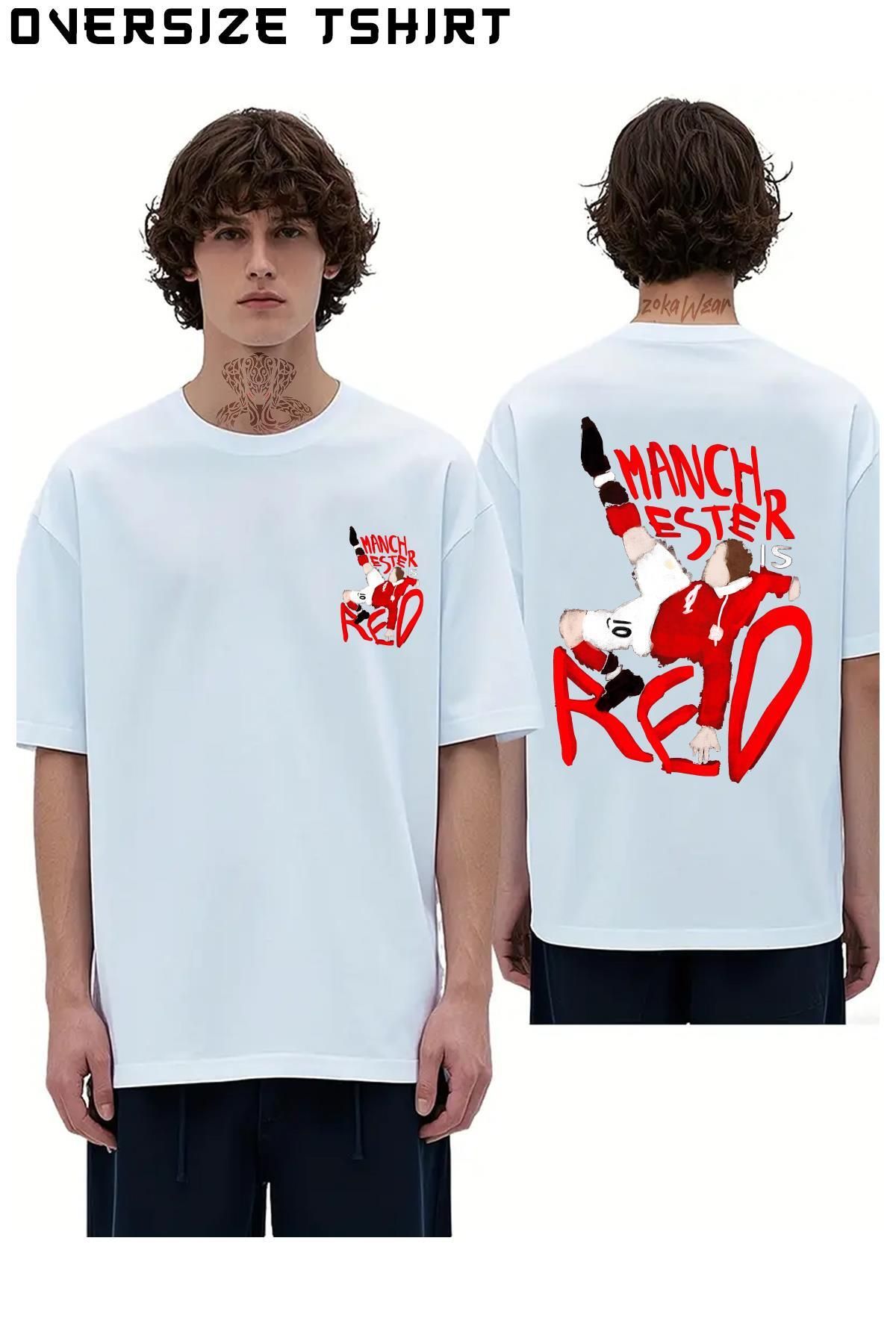ZOKAWEAR Manchester-is-Red Sırt Baskılı Oversize Tişört