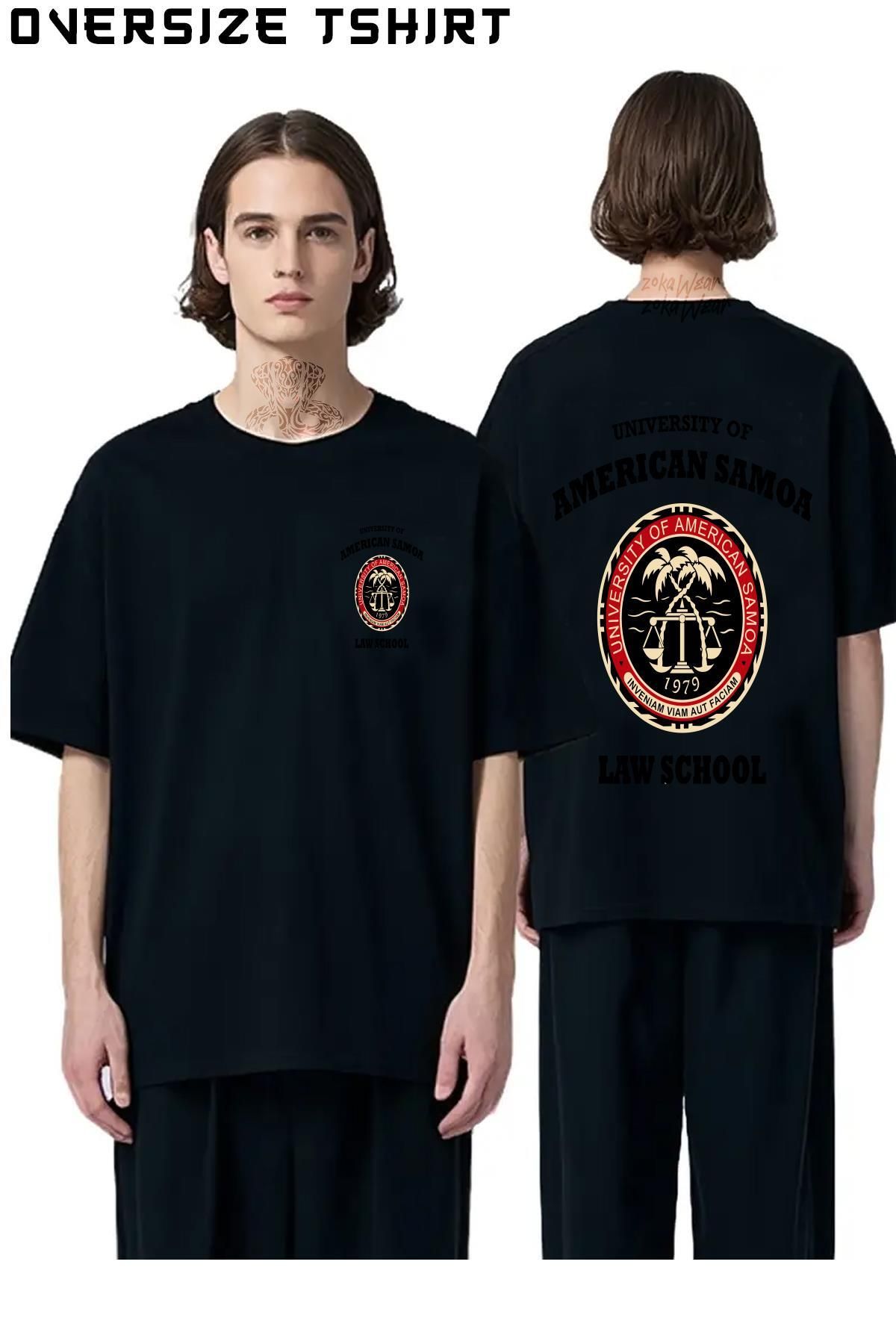 ZOKAWEAR University-of-American-Samoa-Law Sırt Baskılı Oversize Tişört