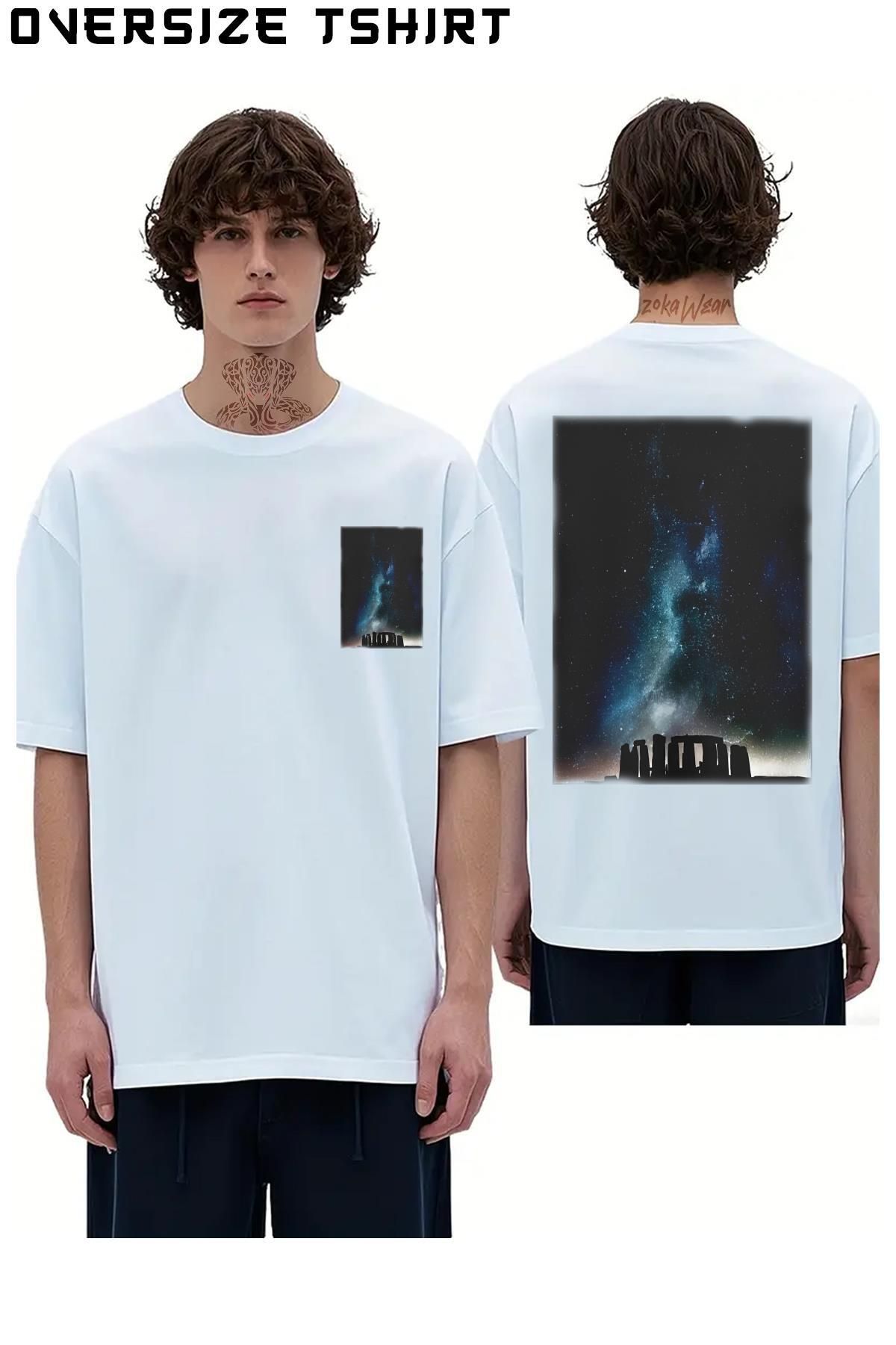 ZOKAWEAR Stonehenge-v2 Sırt Baskılı Oversize Tişört