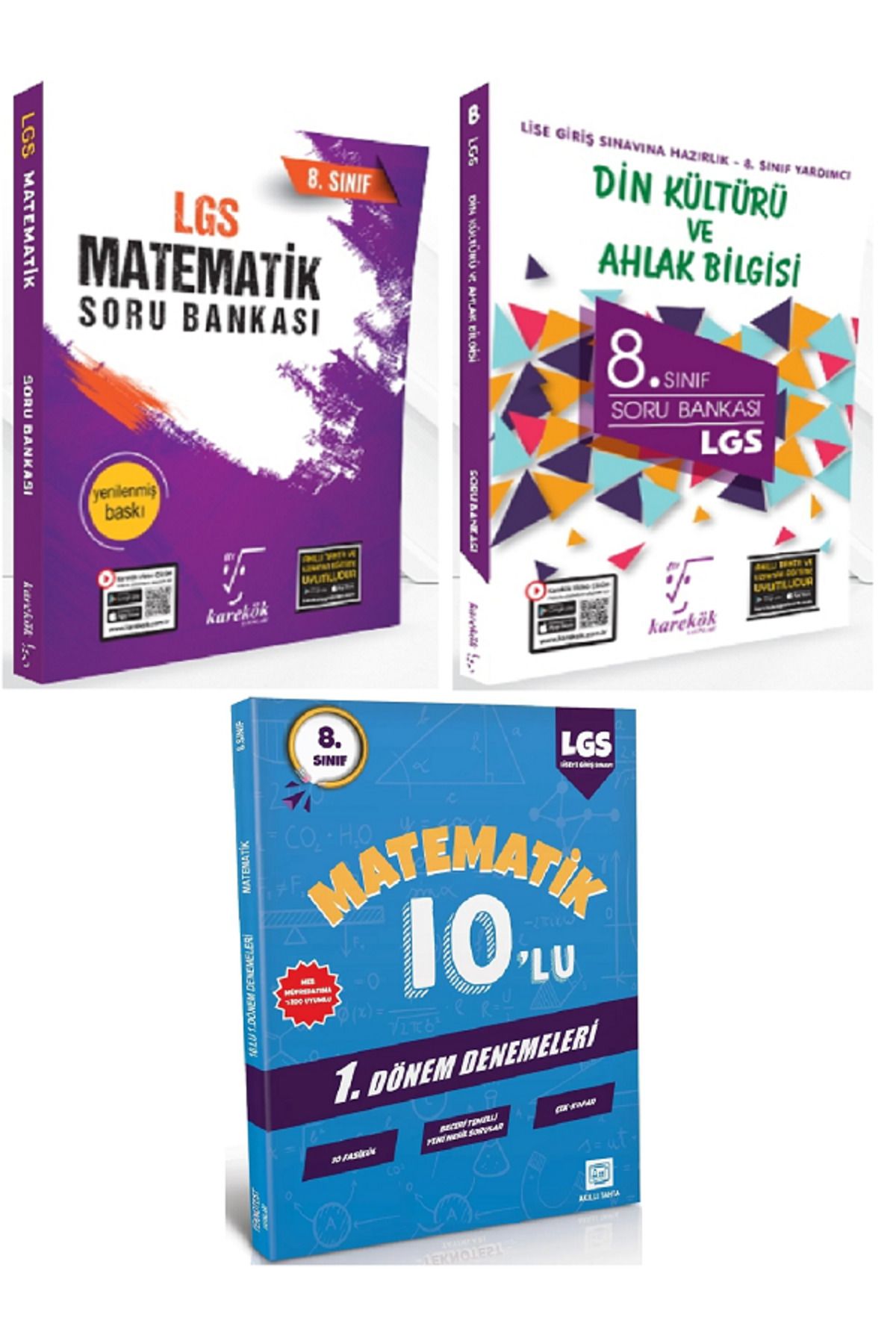 Efsane Yayınları 8.Sınıf Karakök Matematik + Din Kültürü Soru Bankası / 10'Lu Matematik Deneme HEDİYE - 3 KİTAP
