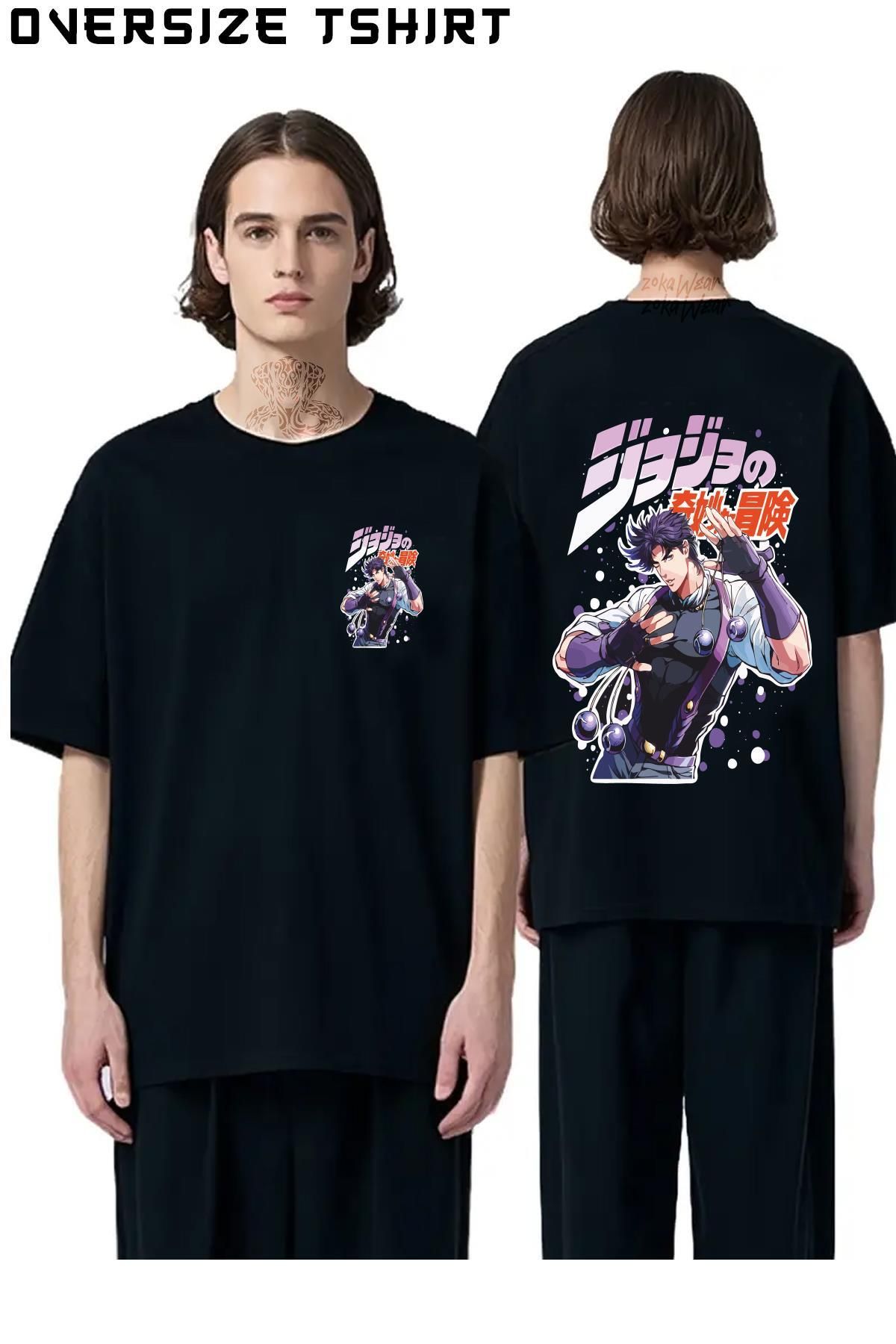 ZOKAWEAR Jojo's-Bizarre-Adventure-Manga-Serisi Sırt Baskılı Oversize Tişört