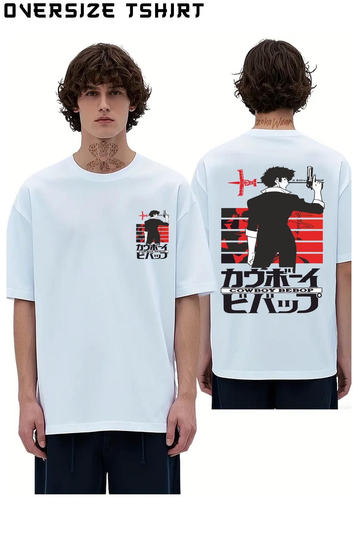 ZOKAWEAR Cowboy-Bebop-x2 Sırt Baskılı Oversize Tişört