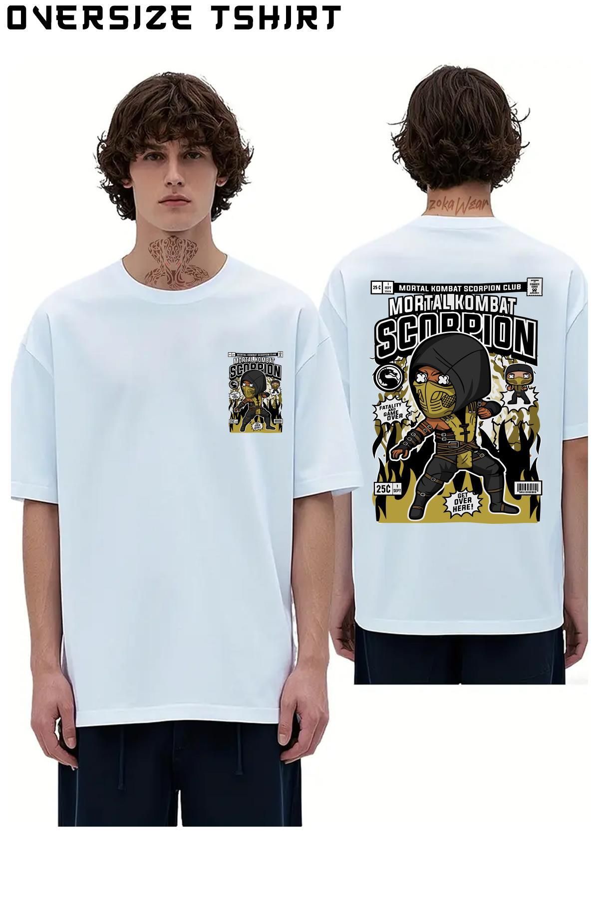 ZOKAWEAR Mortal-Kombat-Scorpion Sırt Baskılı Oversize Tişört