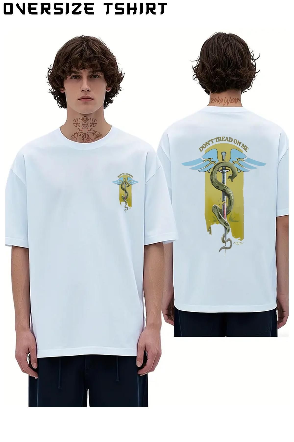 ZOKAWEAR don't-Tread-On-Me Sırt Baskılı Oversize Tişört