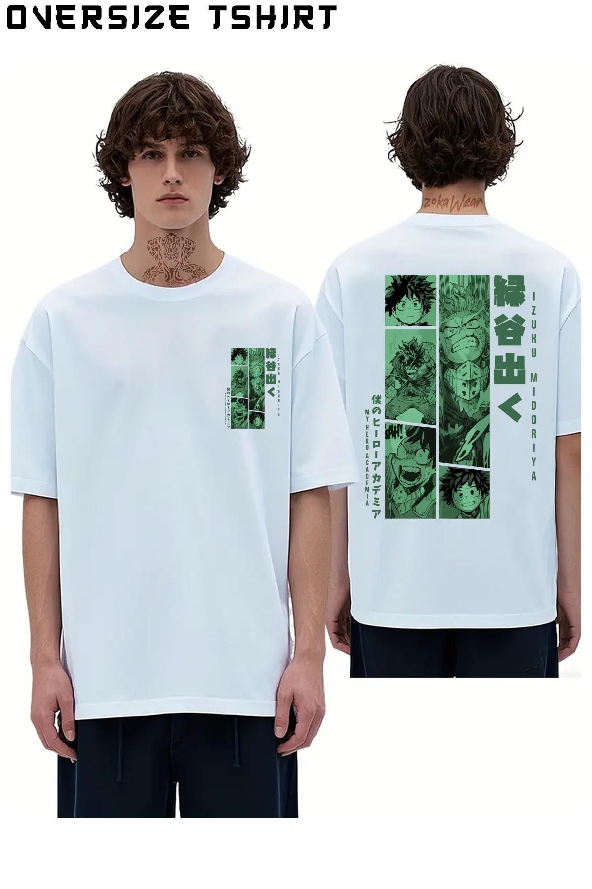 ZOKAWEAR My-Hero-Academia-Midoriya-Izuku Sırt Baskılı Oversize Tişört