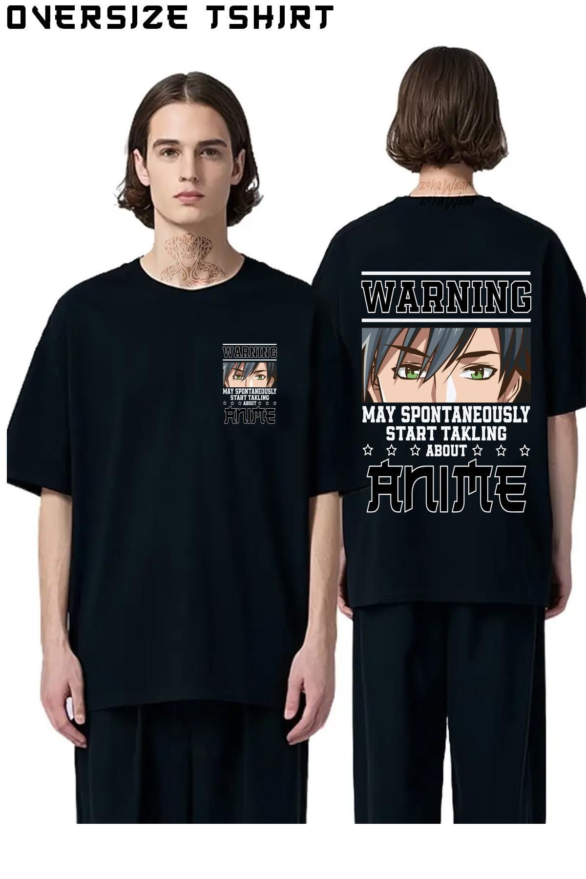 ZOKAWEAR Animes-spontaneously-talking-about-anime-Manga Sırt Baskılı Oversize Tişört