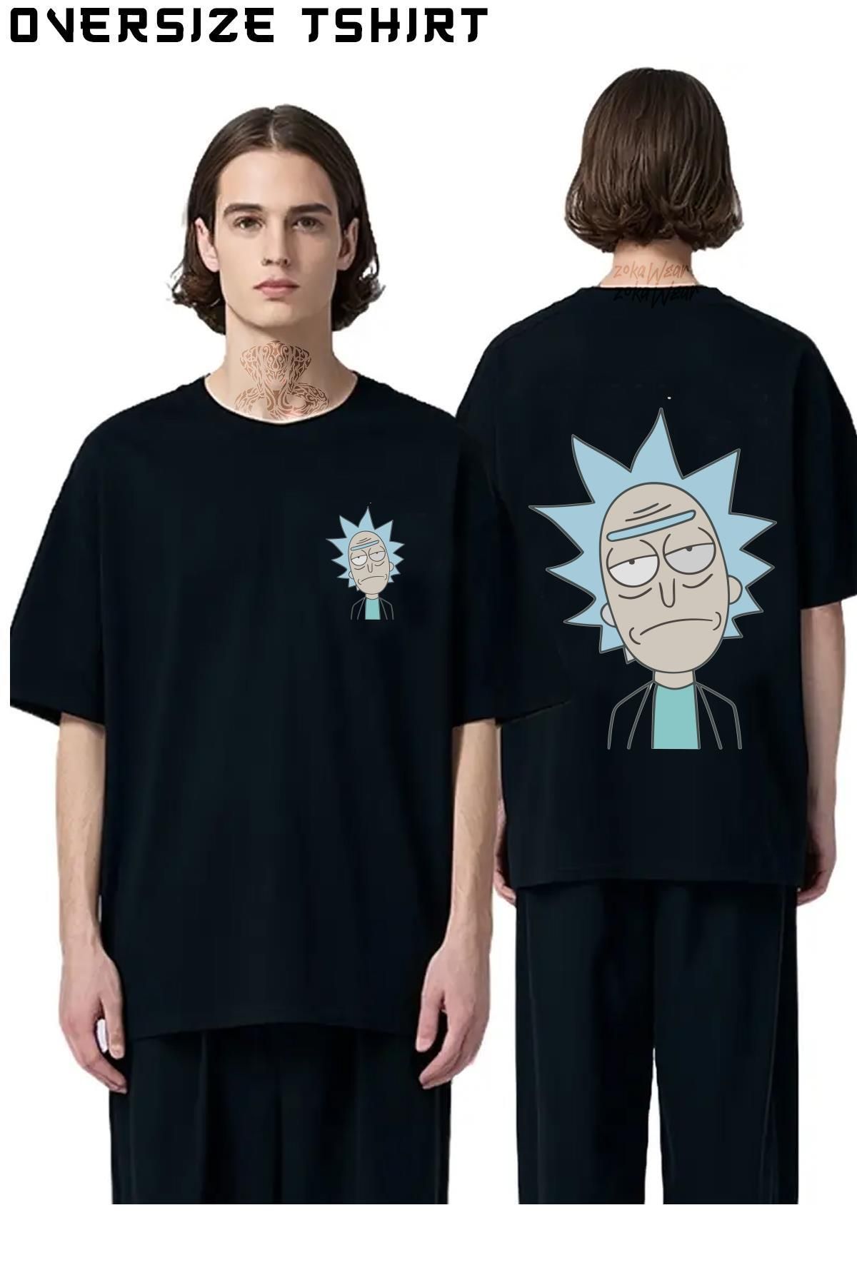 ZOKAWEAR Rick-And-Morty Sırt Baskılı Oversize Tişört