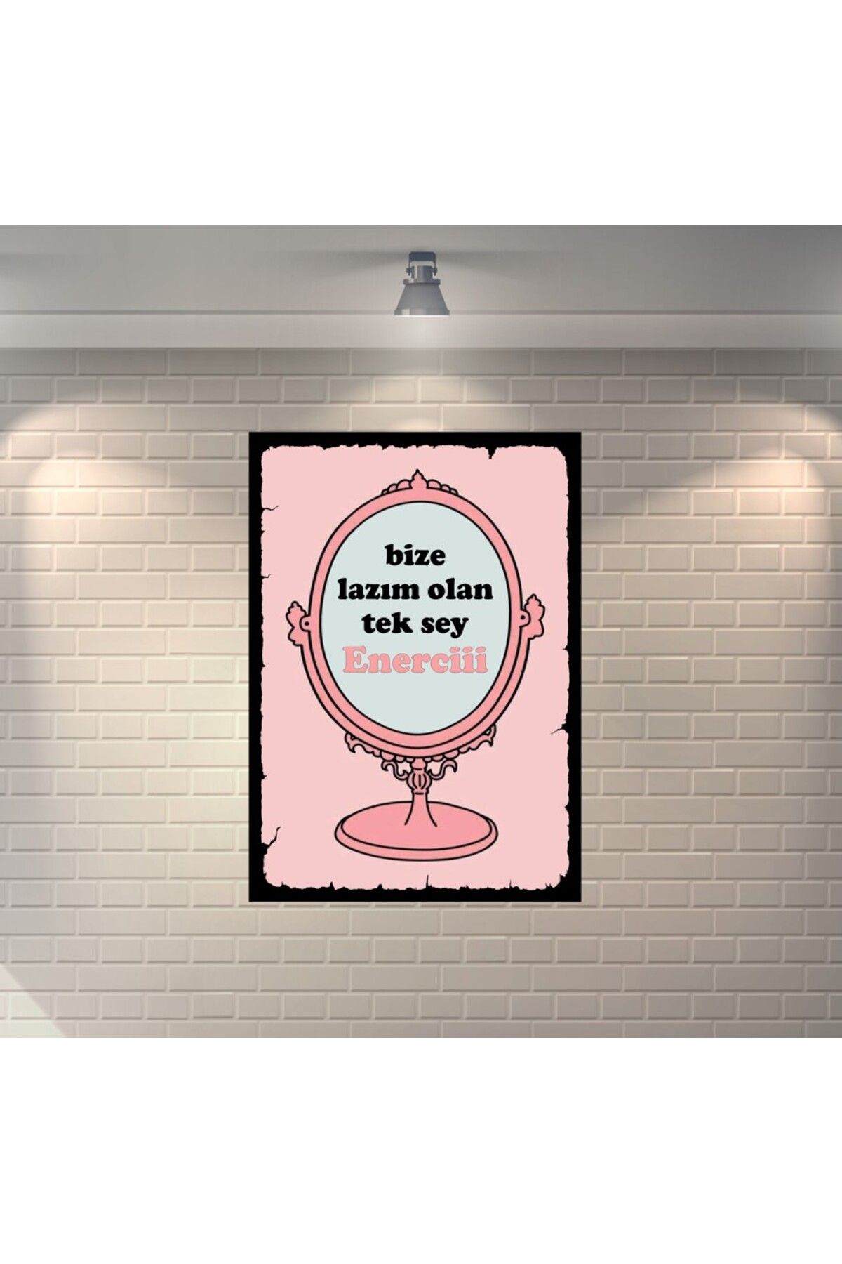 BBO REKLAM Bize Lazım Olan Tek Şey Enerciii Ayna Retro Ahşap Poster