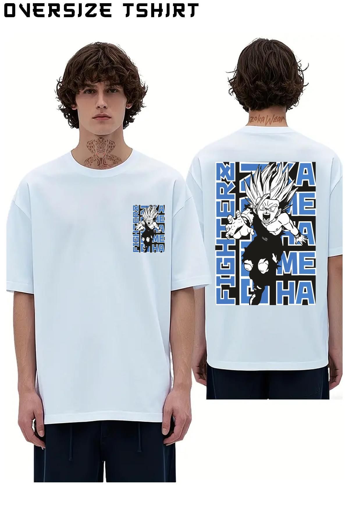 ZOKAWEAR Dragon-ball-son-goku-super-saiyan-karakter Sırt Baskılı Oversize Tişört