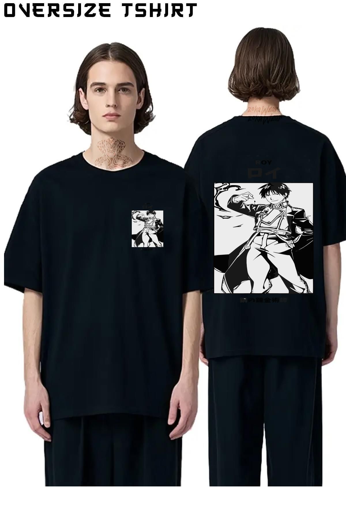 ZOKAWEAR Fullmetal-Alchemist-Roy-Mustang Sırt Baskılı Oversize Tişört