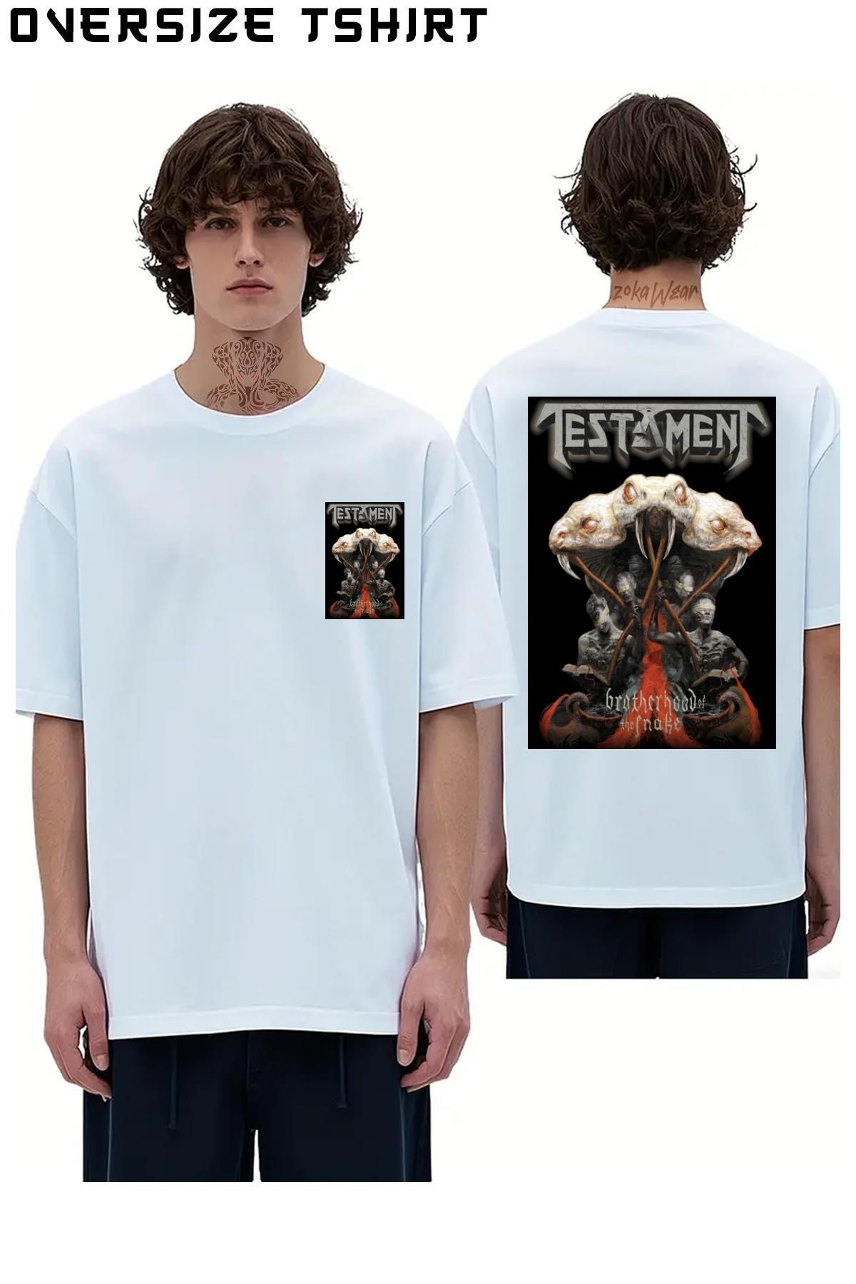 ZOKAWEAR Snake-Testament Sırt Baskılı Oversize Tişört