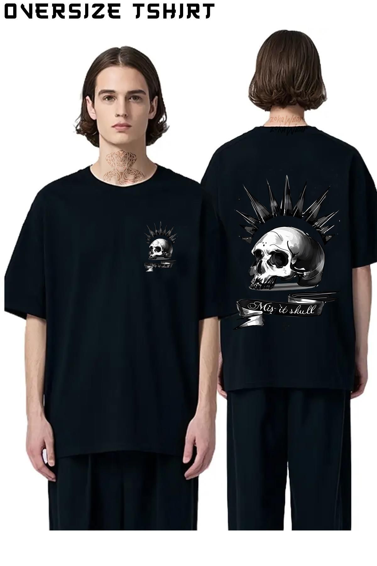 ZOKAWEAR Mistic-Skull Sırt Baskılı Oversize Tişört