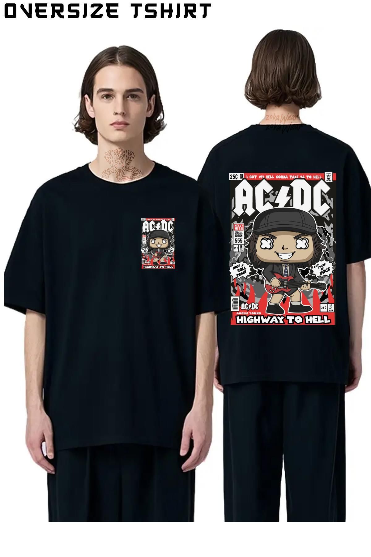ZOKAWEAR Acdc-Özel Sırt Baskılı Oversize Tişört