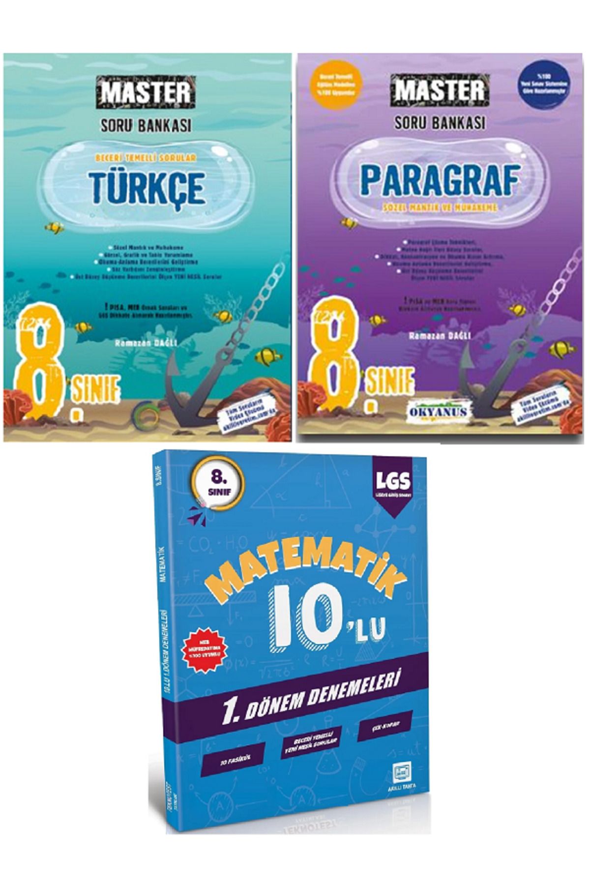 Efsane Yayınları 8.Sınıf Okyanus Master Türkçe + Paragraf Soru Bankası / 10'Lu Matematik Deneme HEDİYE -3KİTAP